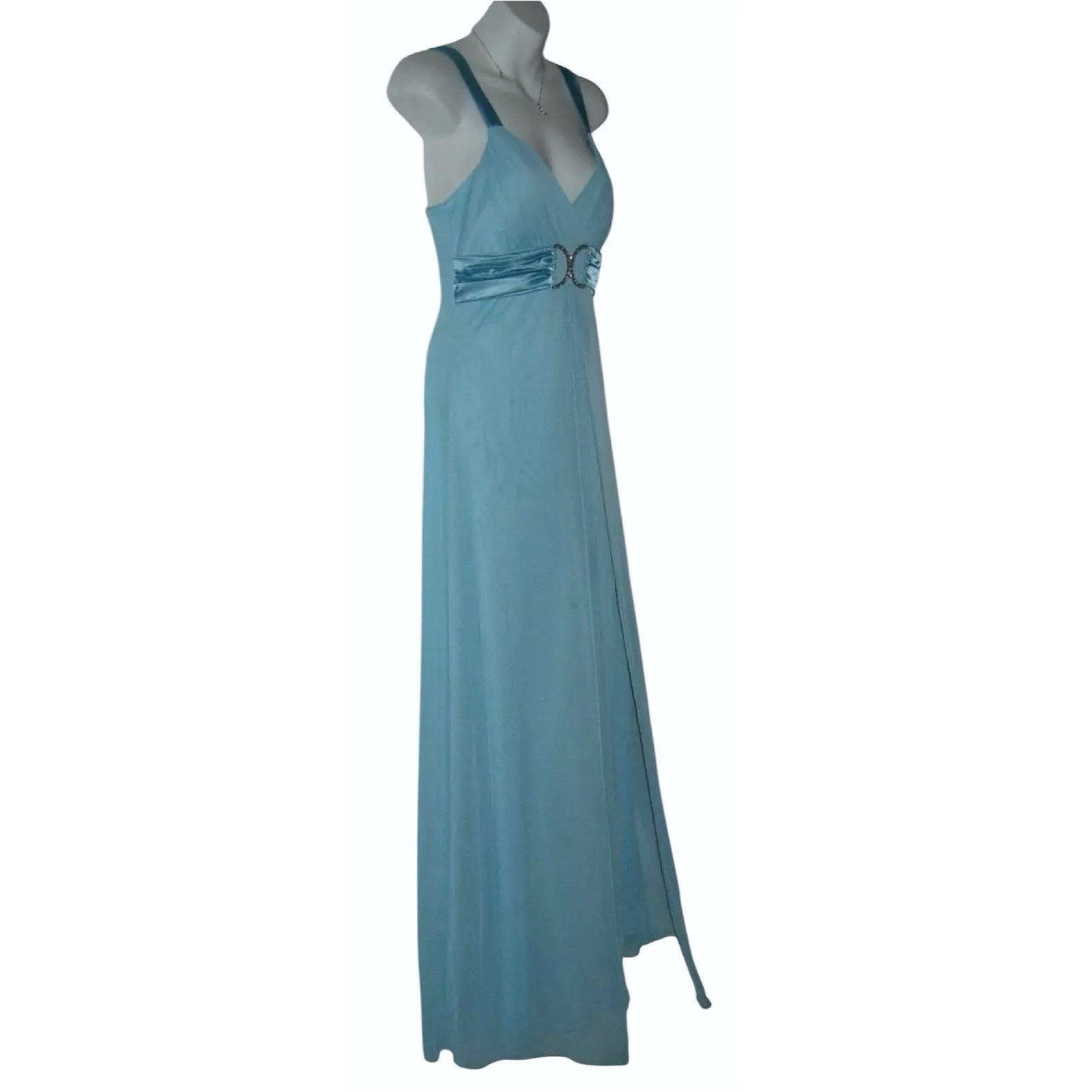 Taboo Dress Vintage 90s Aqua Mermaid Mermaidcore Bling y2k Rhinestone Satin Gown