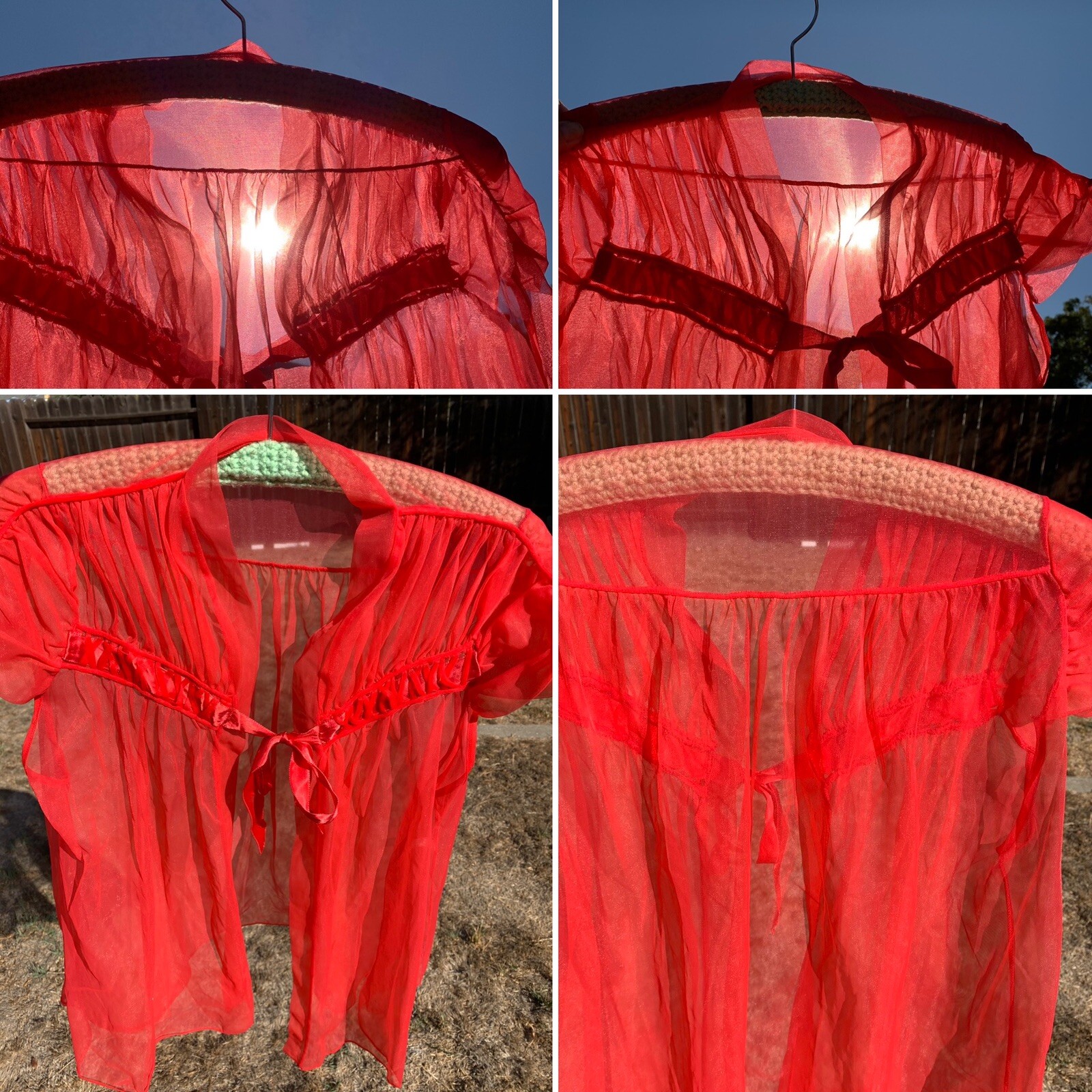 vintage Padora Lingerie made in California sheer nylon bed jacket lingerie top M