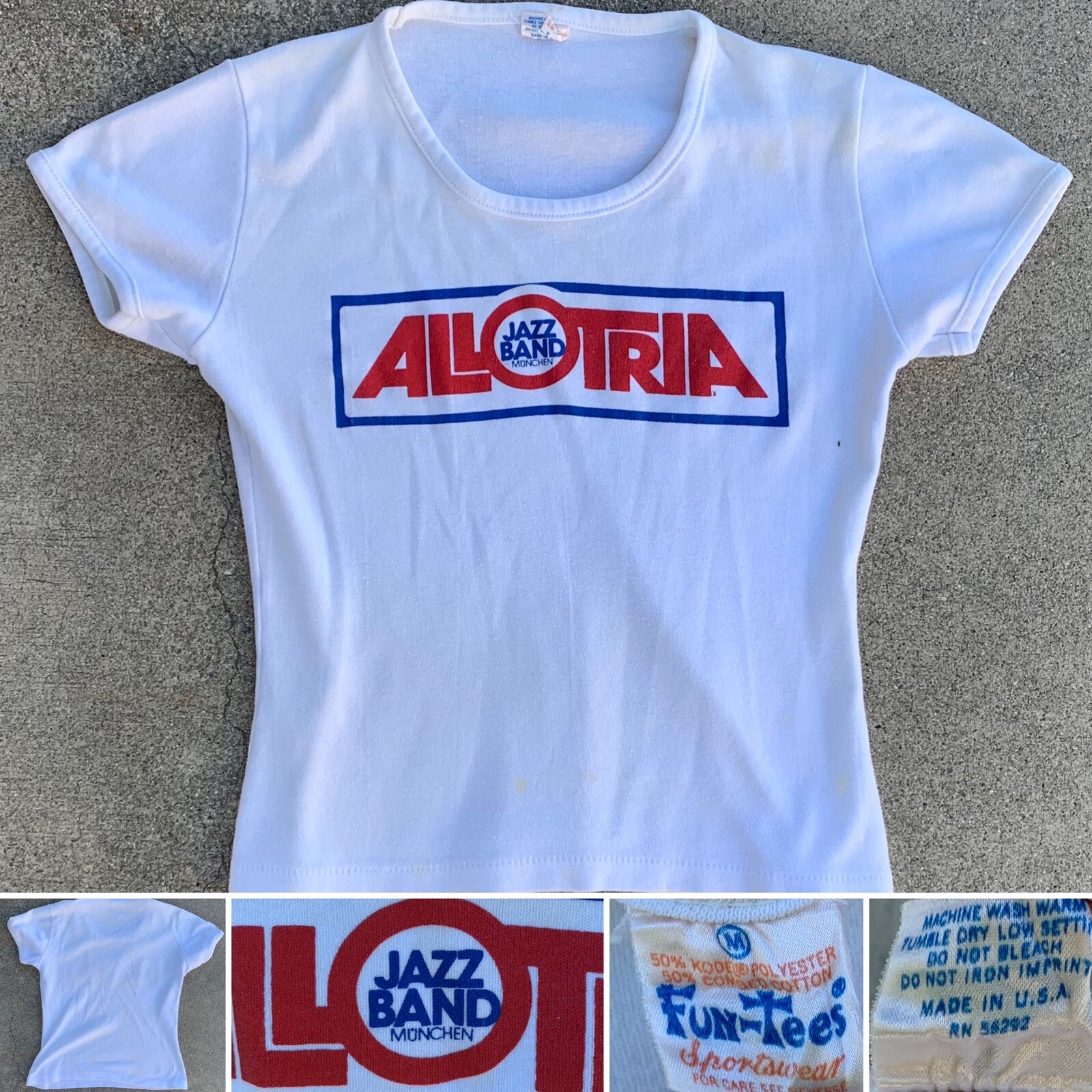 vtg Allotria Jazz Band Munchen t shirt Fun Tees ladies size M 80s 1980s Size M