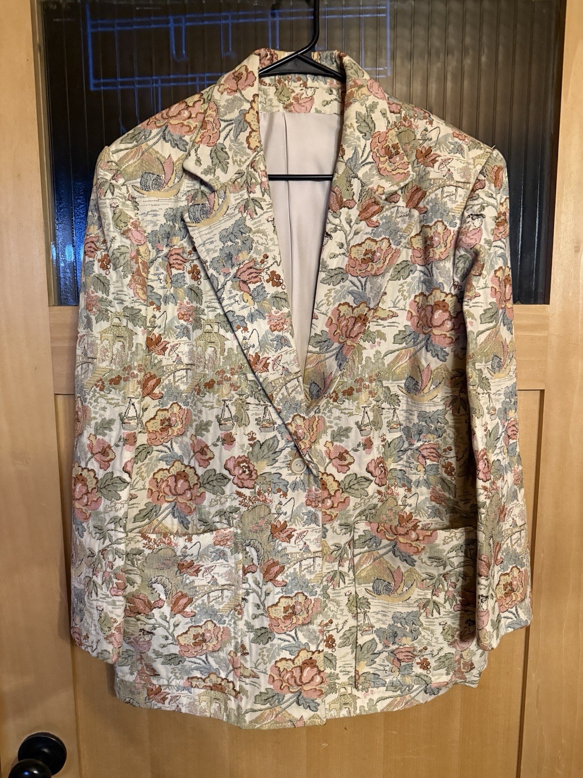 Vintage Floral Oversized Blazer No Brand Hand Made ? Boho- Hippy L/Xl See Mesh