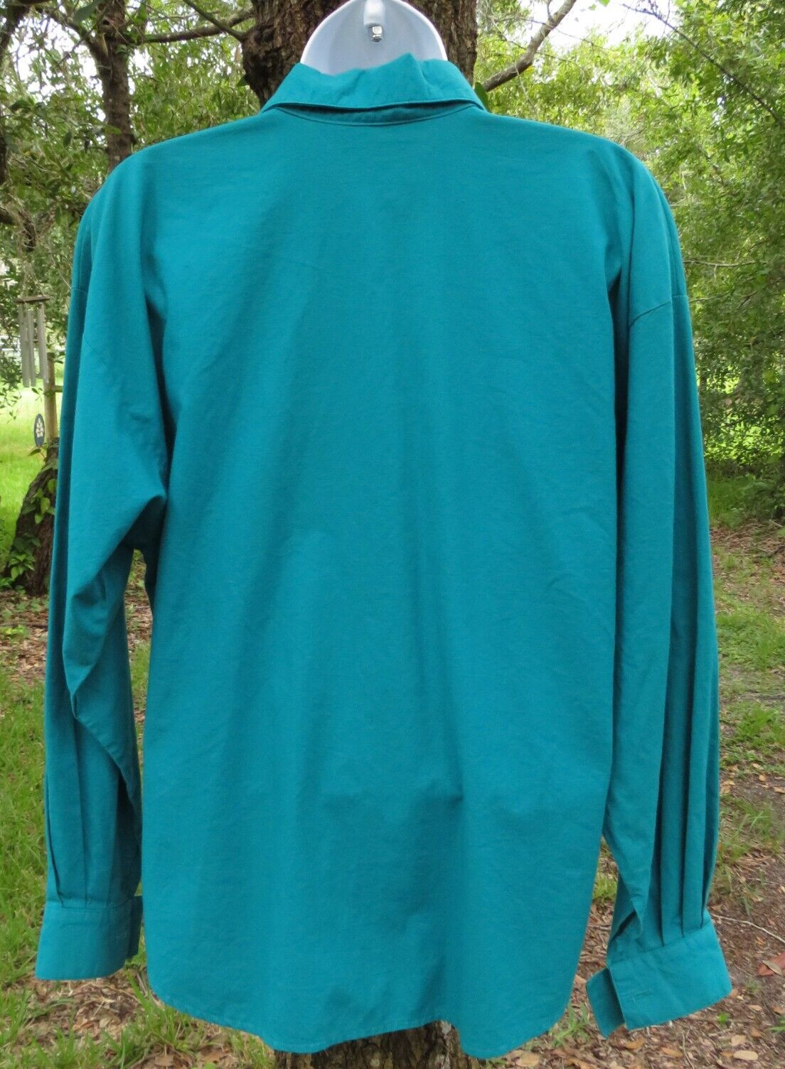 Vintage Lilia Smith Western Cactus Theme Long sleeved Teal Shirt Small Made USA