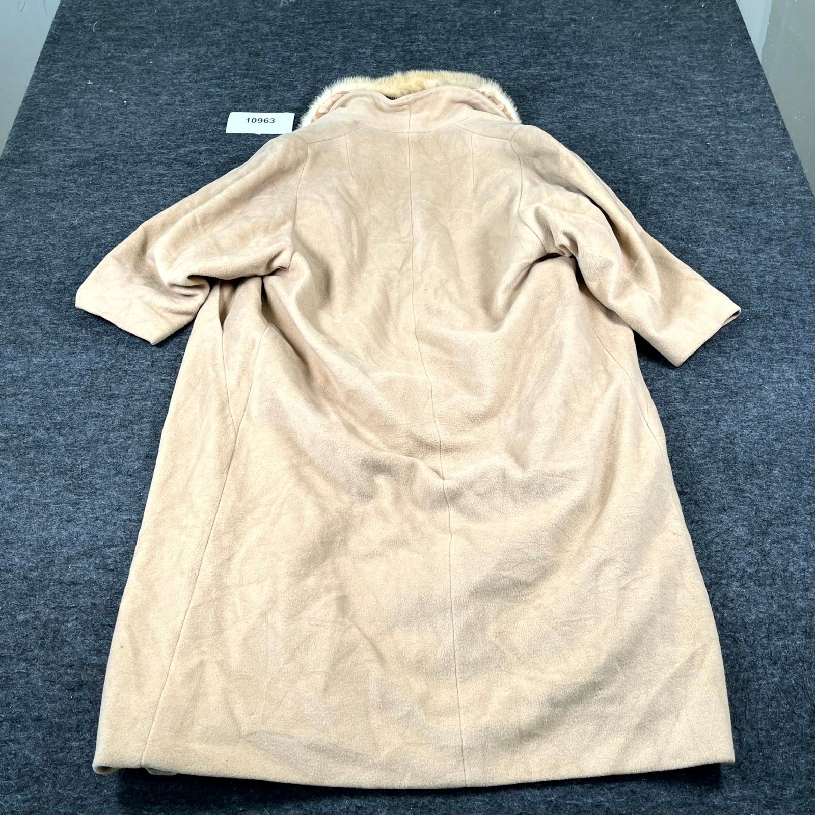 Vintage Mass Brothers of Florida Worumbo 100 Cashmere Real Fur Collar Tan XL