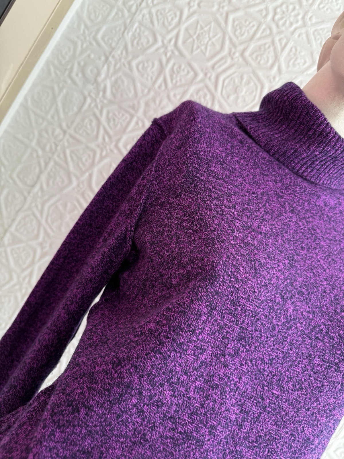 Purple Black Heather Cashmere Turtleneck sweater Medium Aqua