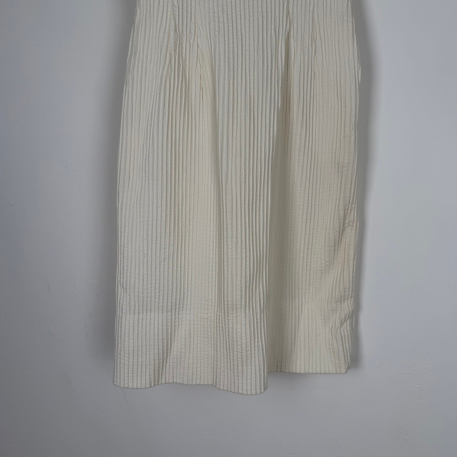 VTG 50s Cream White Crochet Lace Square Neck Textured Cap Sleeve Shift Dress