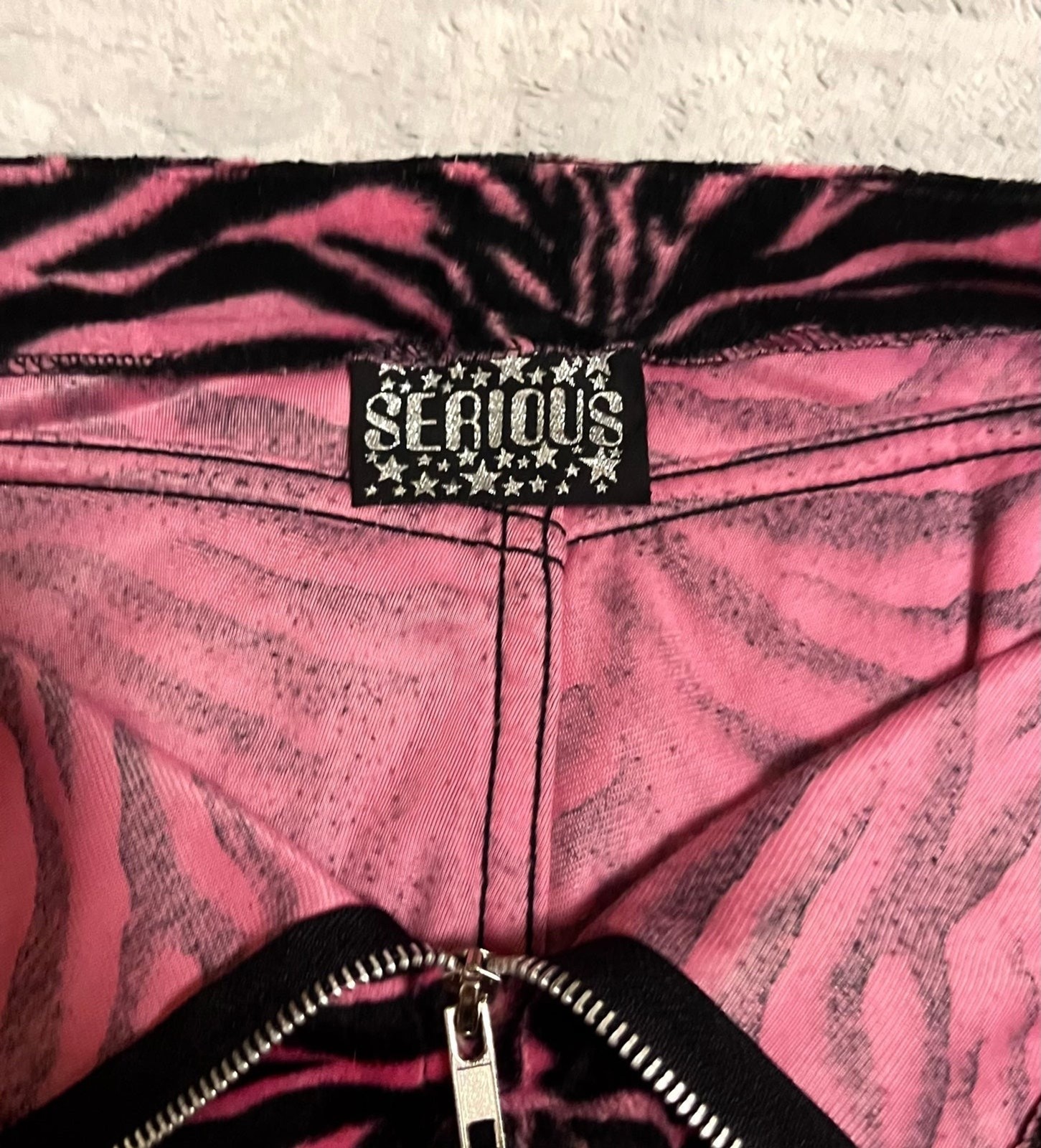 Y2K Vintage Serious Pink Zebra Print Fuzzy pants SZ 5
