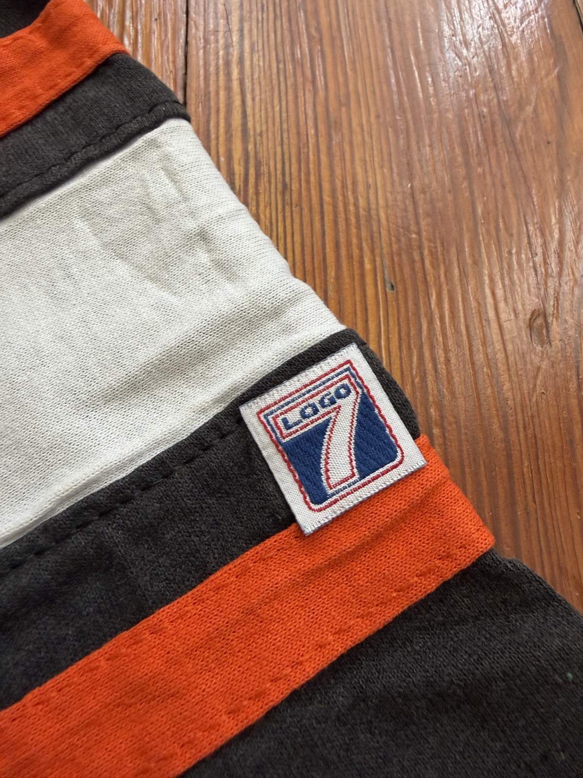 Vintage Logo 7 NHL Philadelphia Flyers tshirt jersey ringer sleeves v-neck