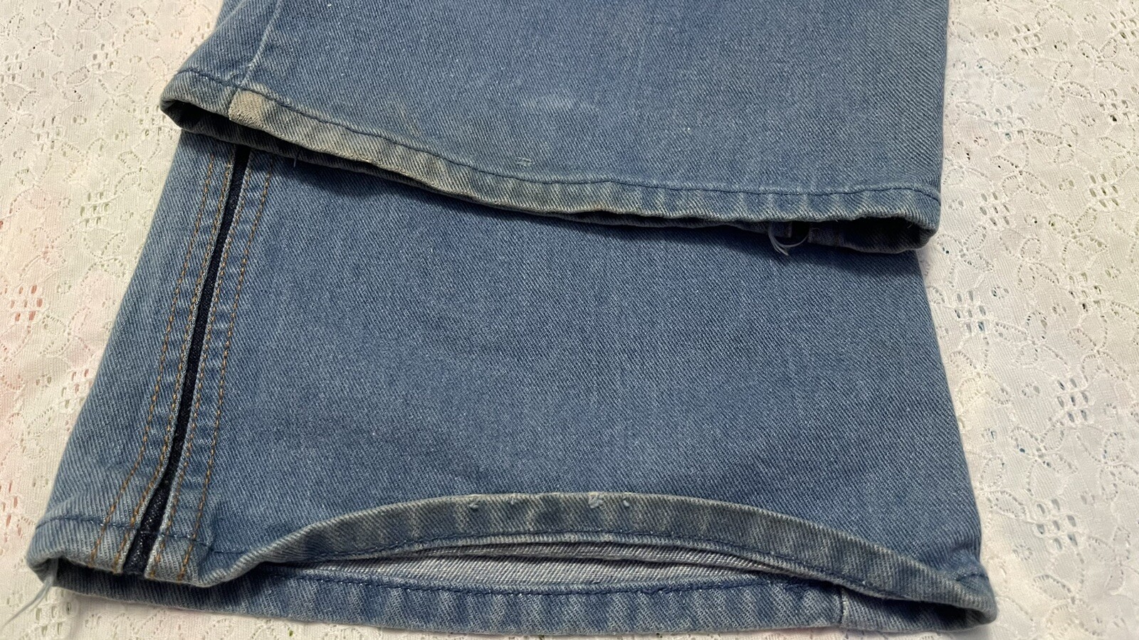 Vintage L’Avion Denim Womens Disco Jeans Wide Flared Retro 32×33 Medium Wash