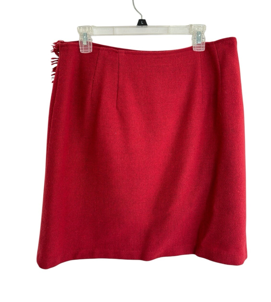 VTG Woolrich Wrap Skirt Womens Sz 16 Red Wool Fringe Classic Holiday Christmas