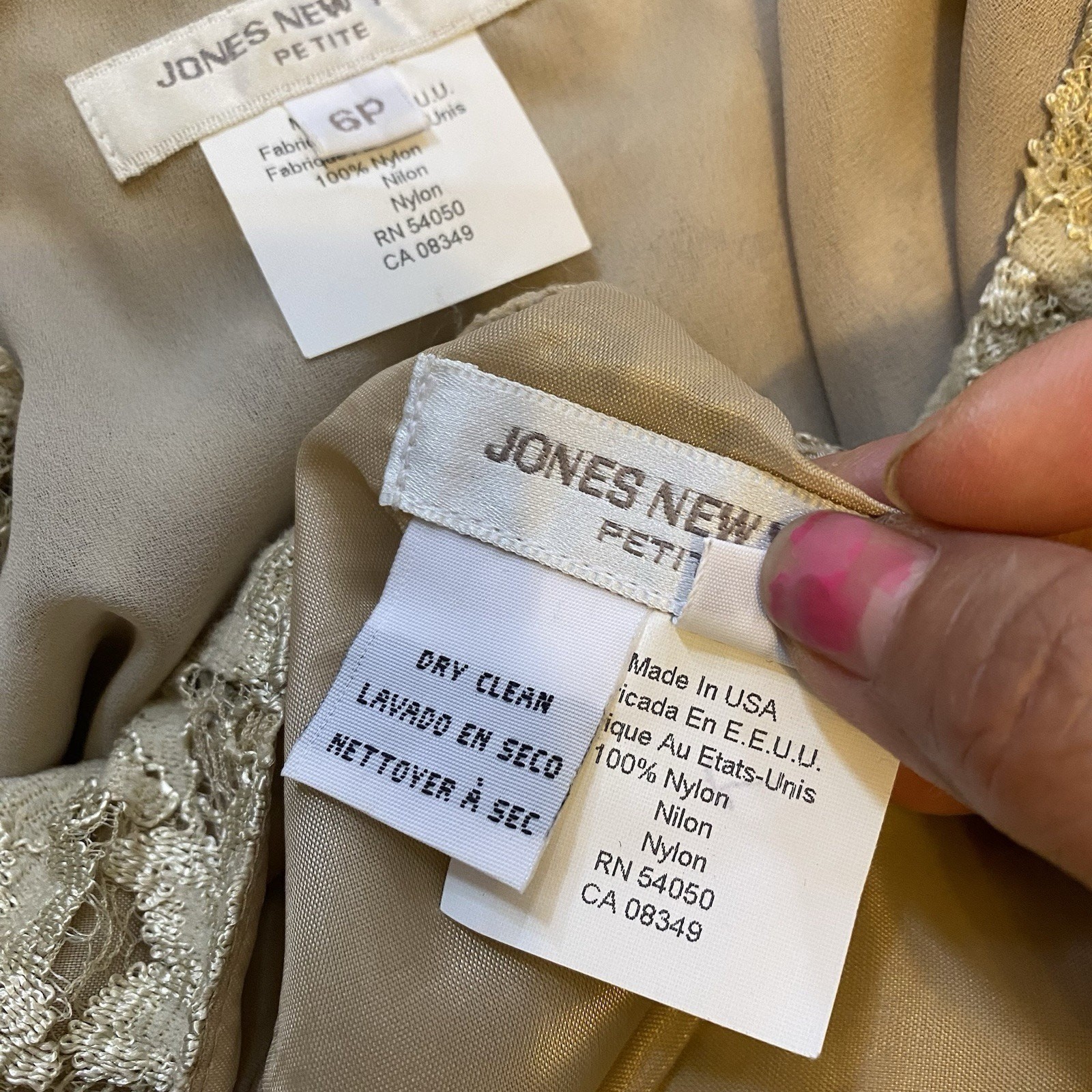 VTG Jones New York Outfit Set Skirt & Top Sz 4P/6P Cream Lace Formal Evening