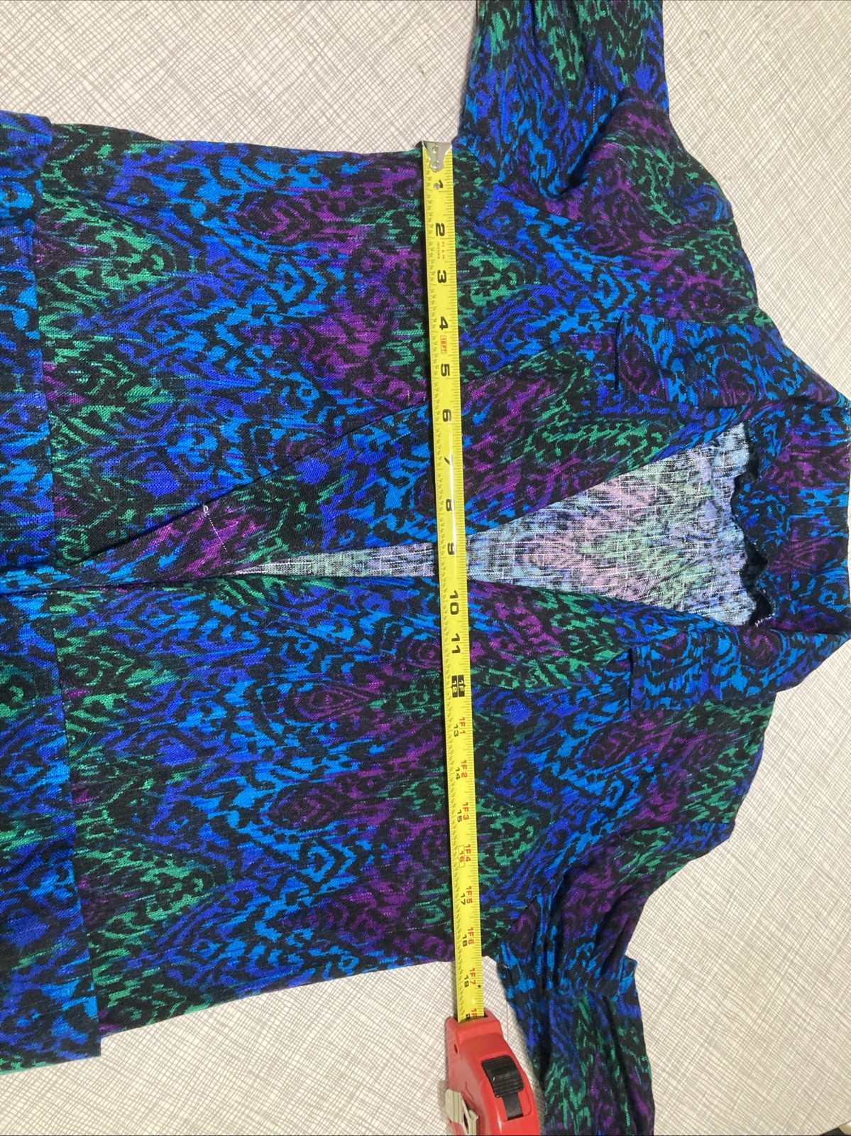 VTG 80s Casablanca Abstract Blazer Jacket Womens 6 Rayon Flax Blue Purple Green