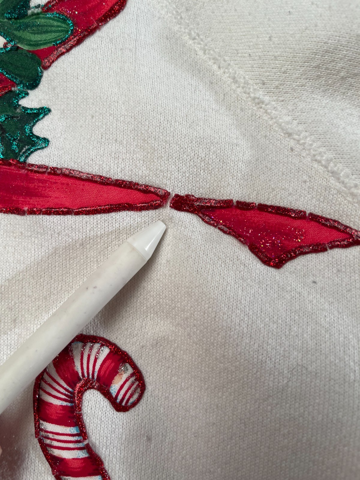 Vintage 80s Candy Cane Sweatshirt Size XL 1980s Retro Christmas Holidays Festive