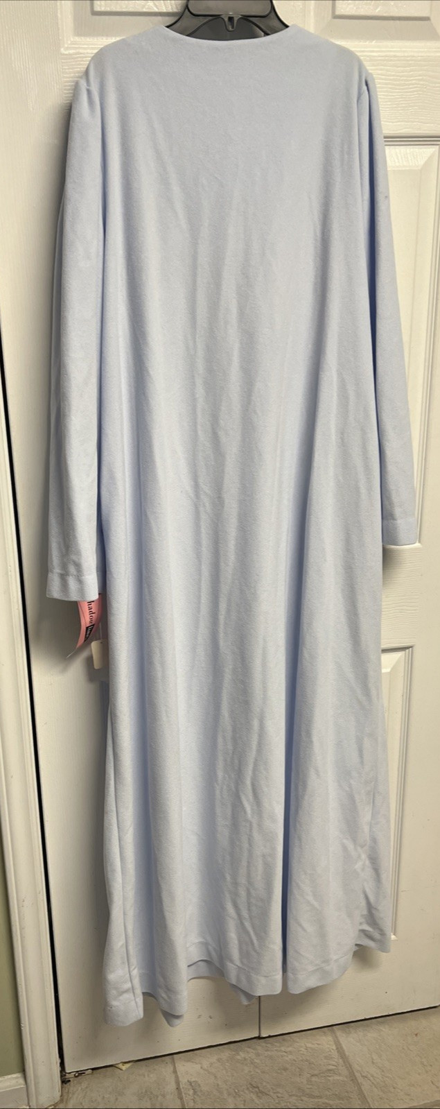 L NWT Vintage Shadowline Robe Pockets Front Half Zip Blue Polyvelva Fabric