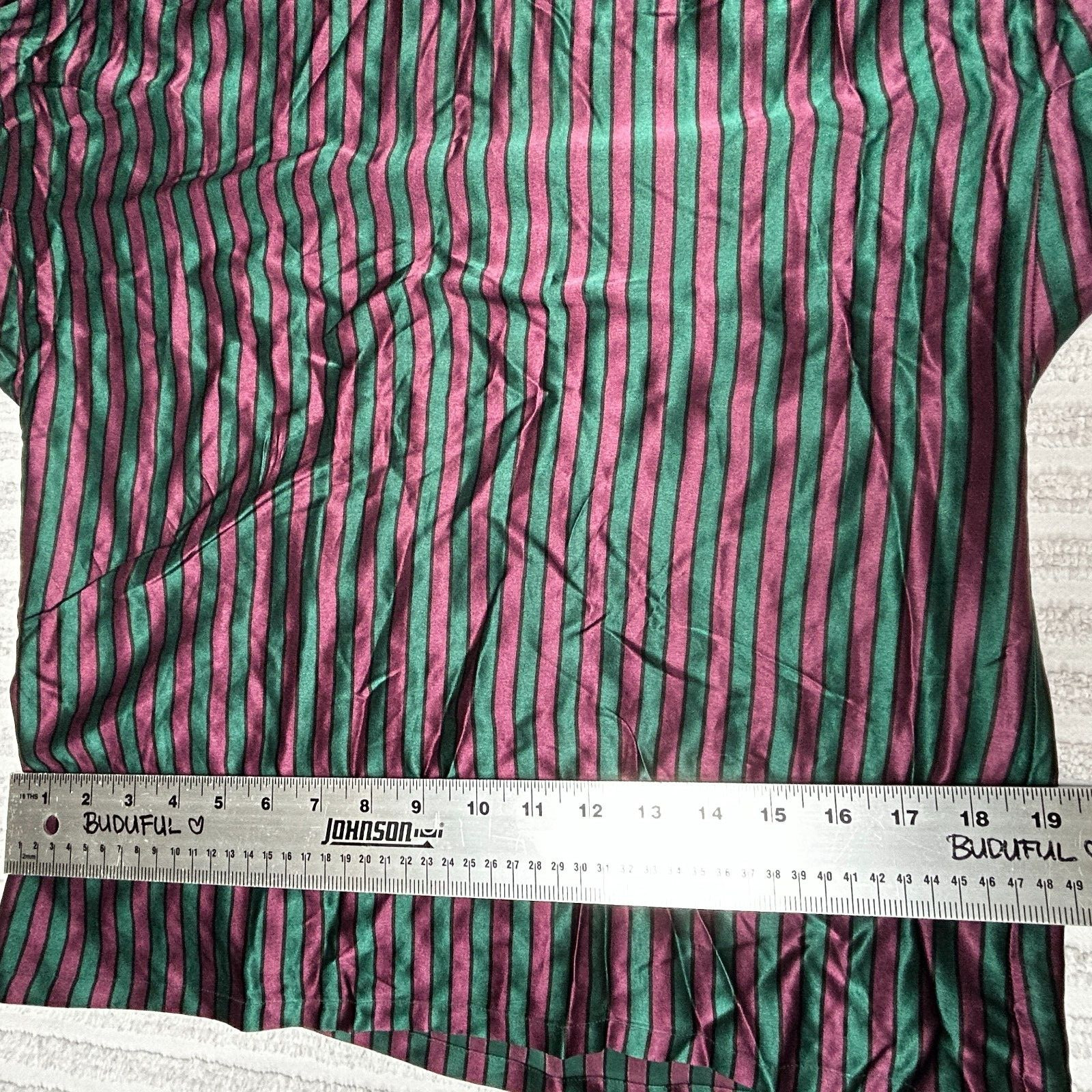 Vintage Linda Allard for Ellen Tracy Women Maroon/Green Striped Silk Blouse Sz 6