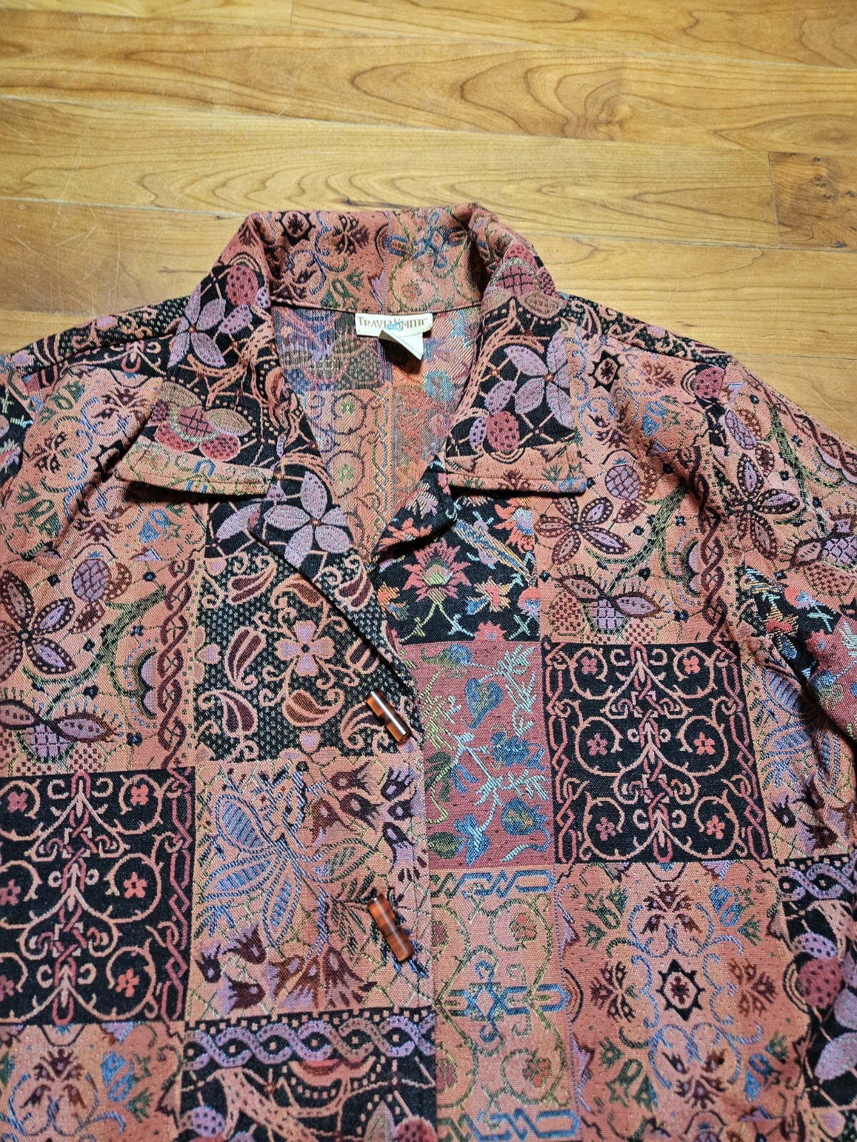 TravelSmith Sz Large Vintage Womens Multicolor Tapestry Jacket Boho Floral