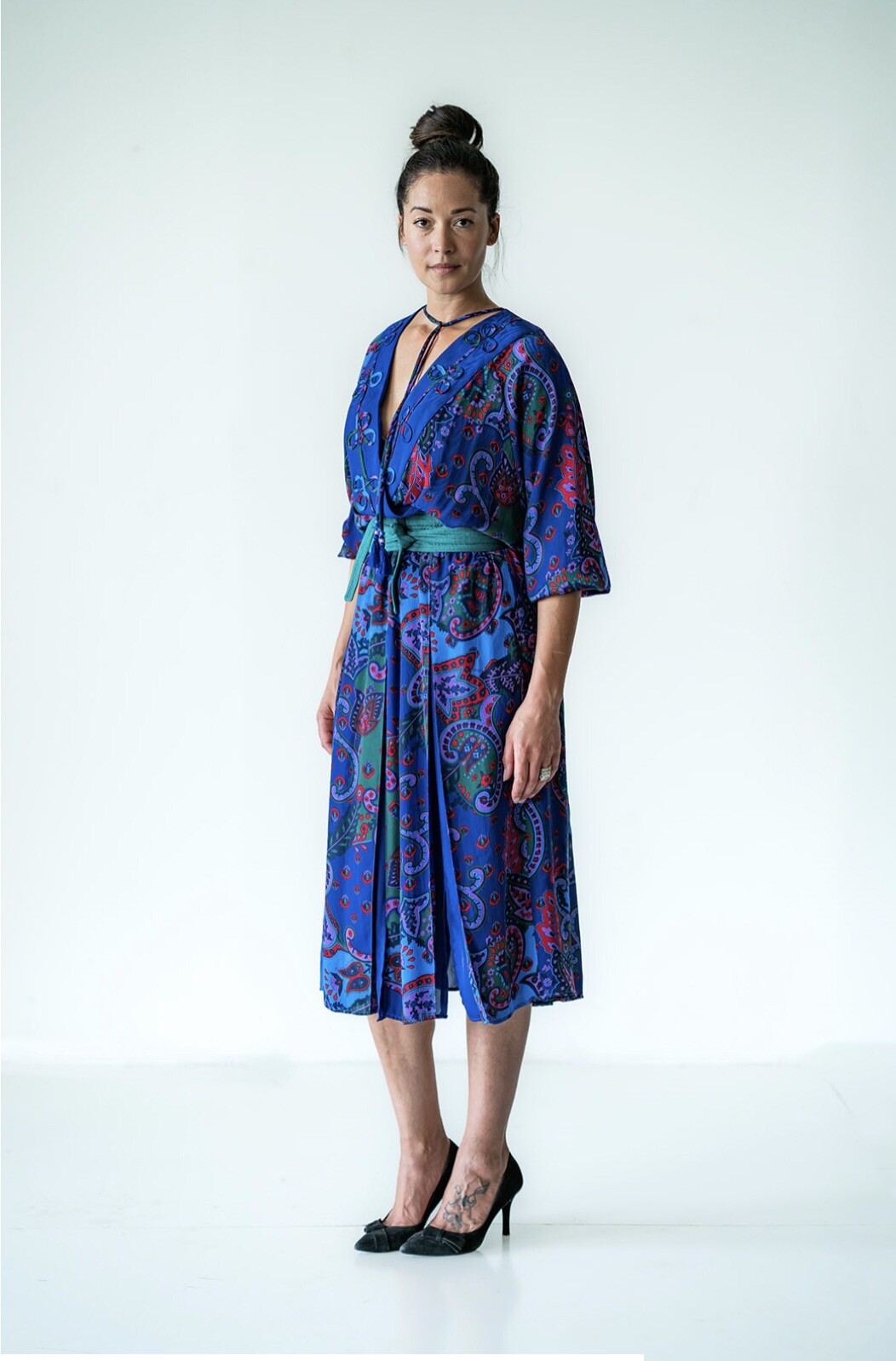 Vintage Georgette 80’s Diane Freis Jewel Toned Floral Paisley Boho Dress