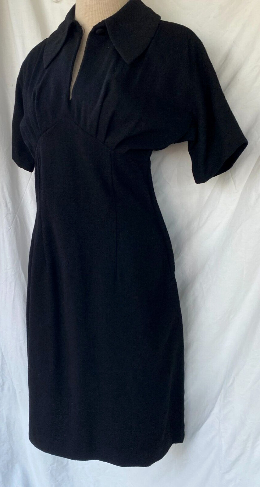 VTG 40s 50s..ROCKABILLY..MISS MATRON..BLACK..BOMBSHELL..DRESS..MED
