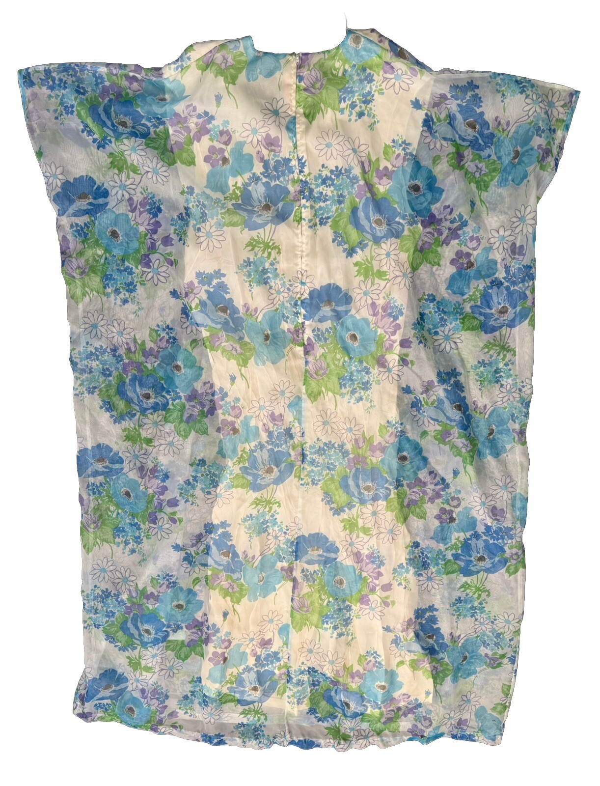 Vintage 1960s/1970s Sheet Floral Maxi Dress Blue And White Free Form Sears Sz M