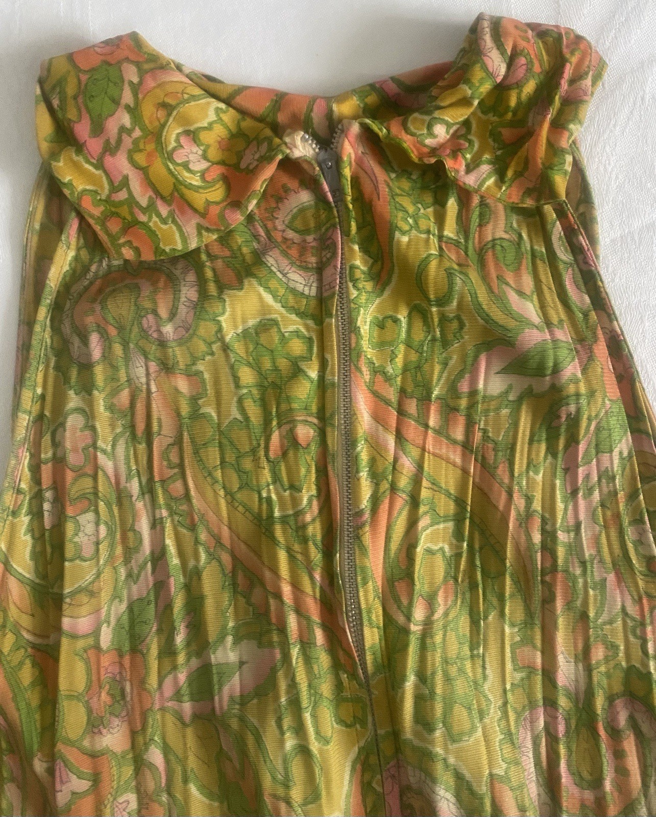 Vintage Womens Jumpsuit Wide Leg Mod Disco Boho Paisley Sleeveless Hippie Size M