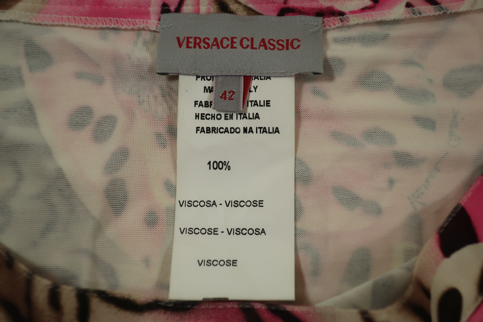Vintage Gianni VERSACE Classic Bright Pink Leopard Pencil Skirt Medium 42 7 8