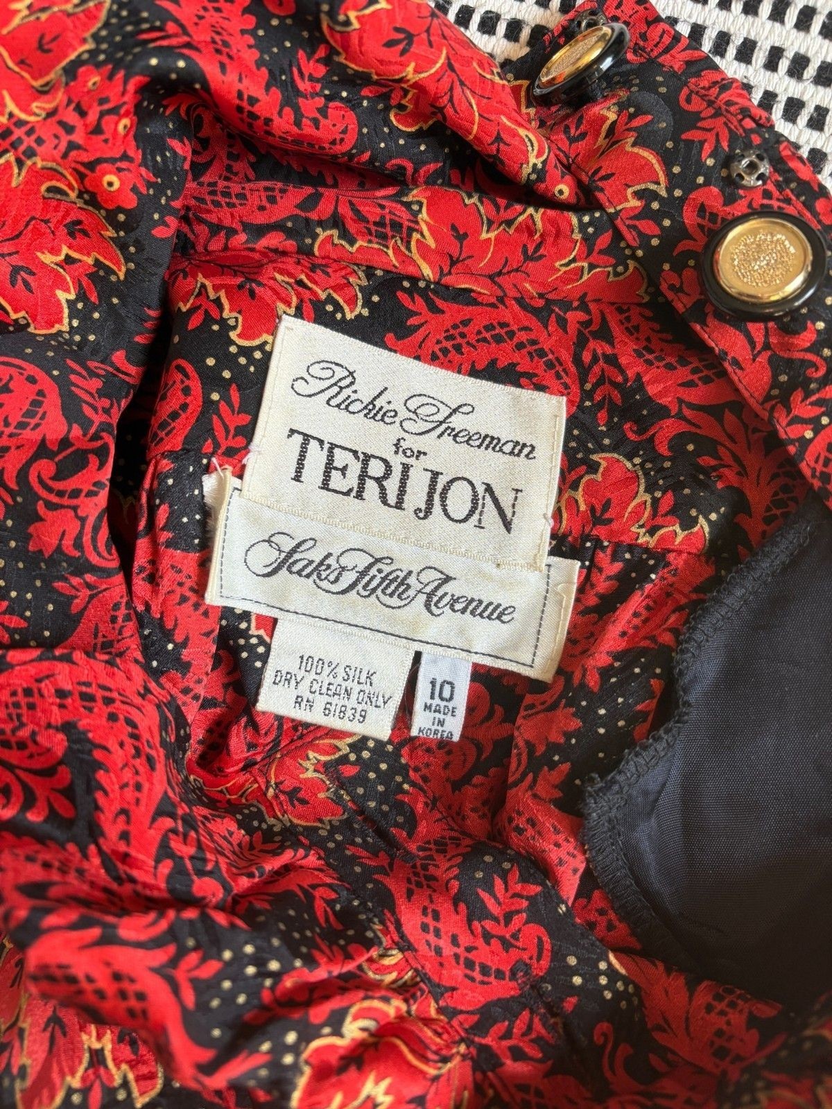 80s 90s Saks Fifth Avenue 10 SILK Vintage Richie Freeman for Terijon Smock Dress