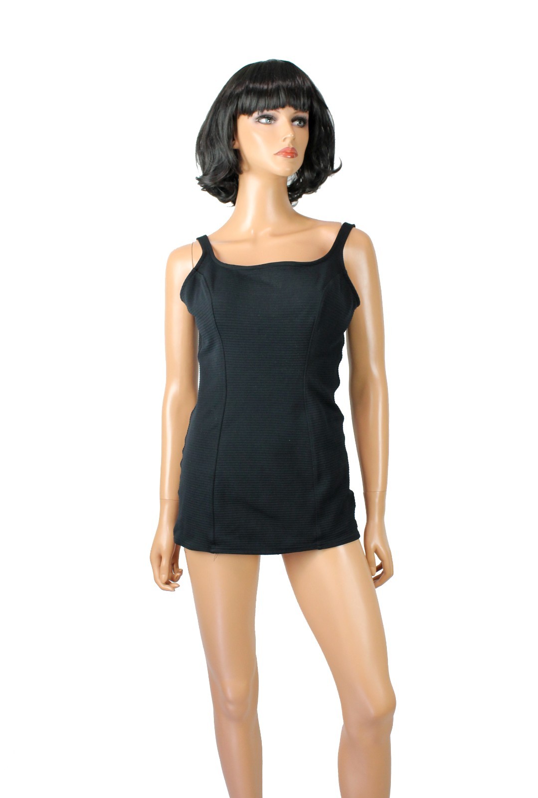 Vintage 60s Bathing Suit 18 M/L Jantzen Solid Black Hard Cup 1 Piece Swimsuit