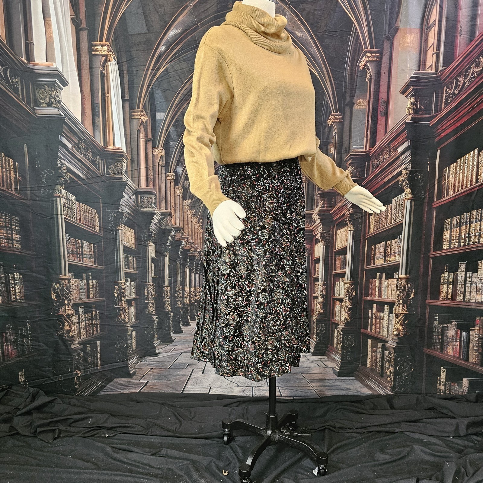 Vintage 1970s Tan Sweater Pullover Cowl Neck Turtle Neck Long Sleeve Kenneth Too