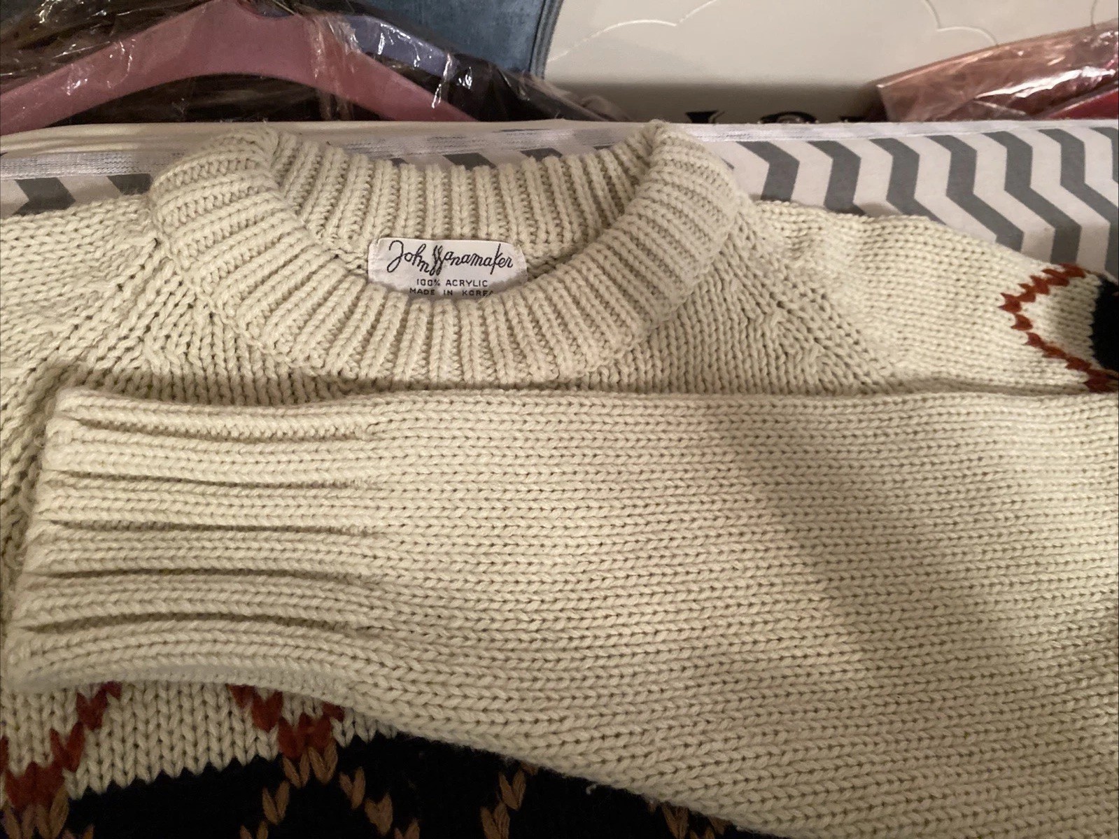 John Wanamaker VTG 80s/90s Acrylic Argyle Sweater Approx. M/39” Bust