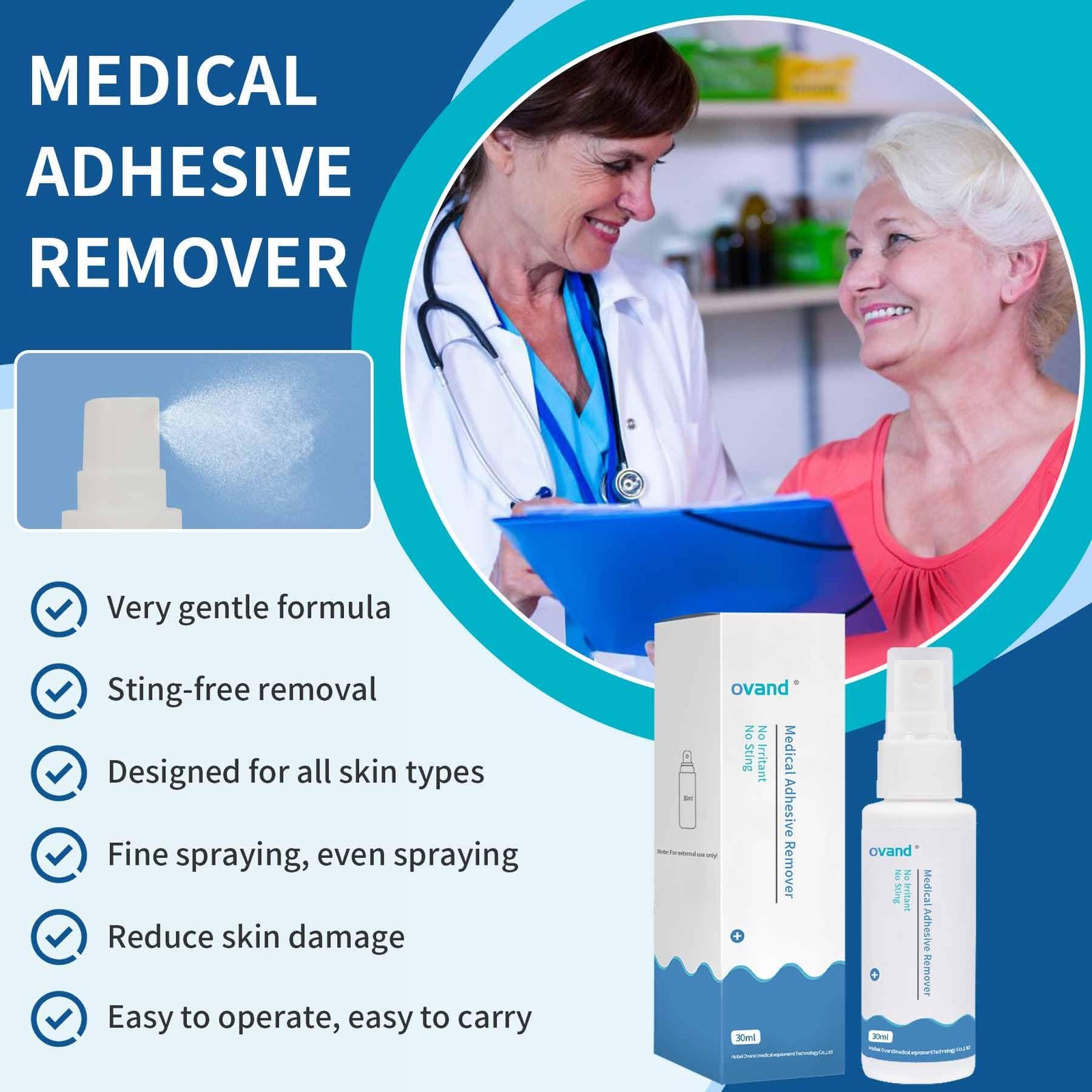 No-Sting Ostomy Adhesive Remover Spray 4 Pack 1oz Skin Mastectomy Tape Medical