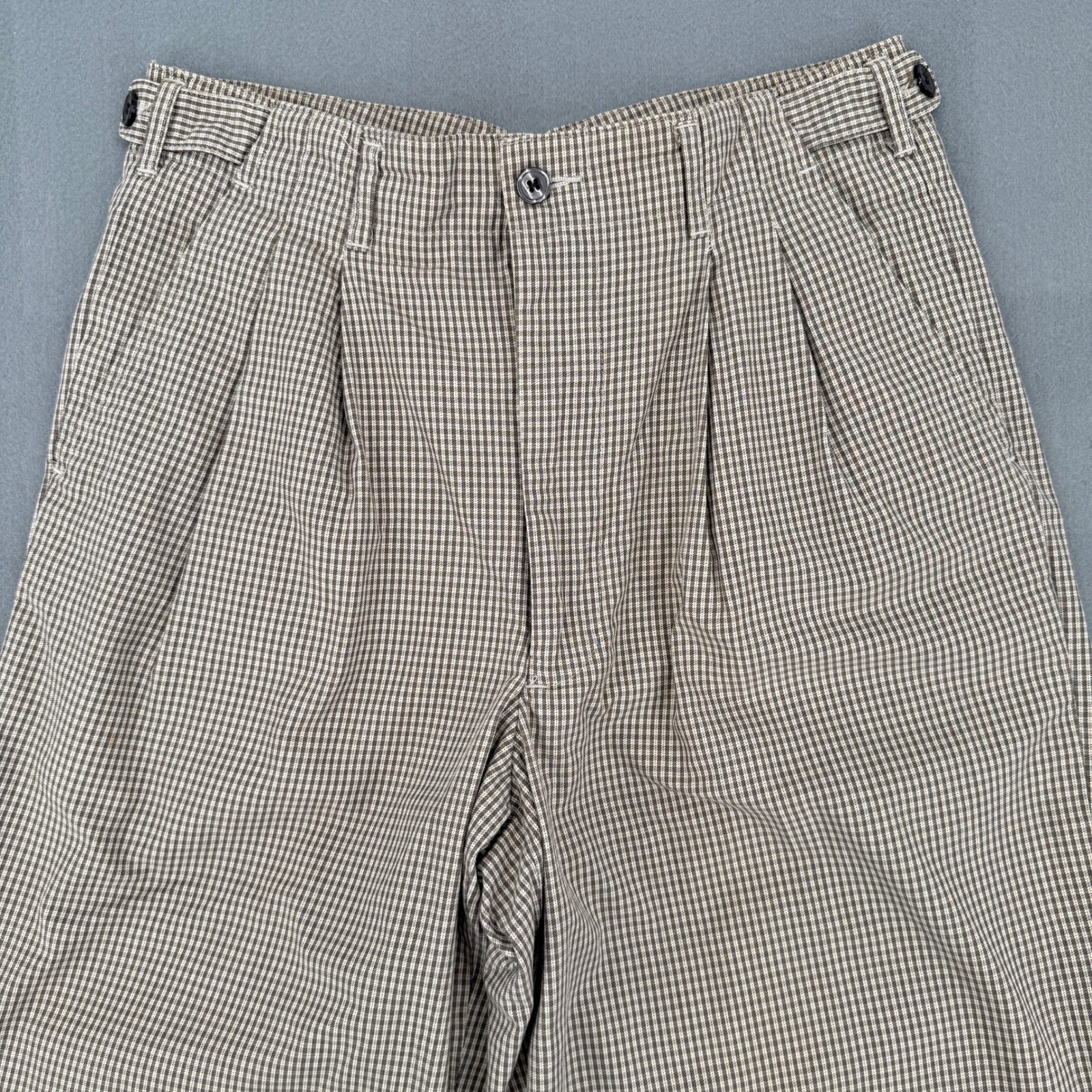 Vintage 90s Perry Ellis Trousers Womens 30 Cotton Pleated Gingham Dark Academia