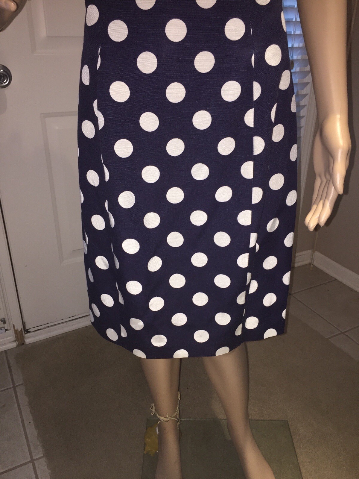 VTG 1980’s 1990’s Pantagis Size 11-12 Navy Blue Polka Dot Party Prom Dress