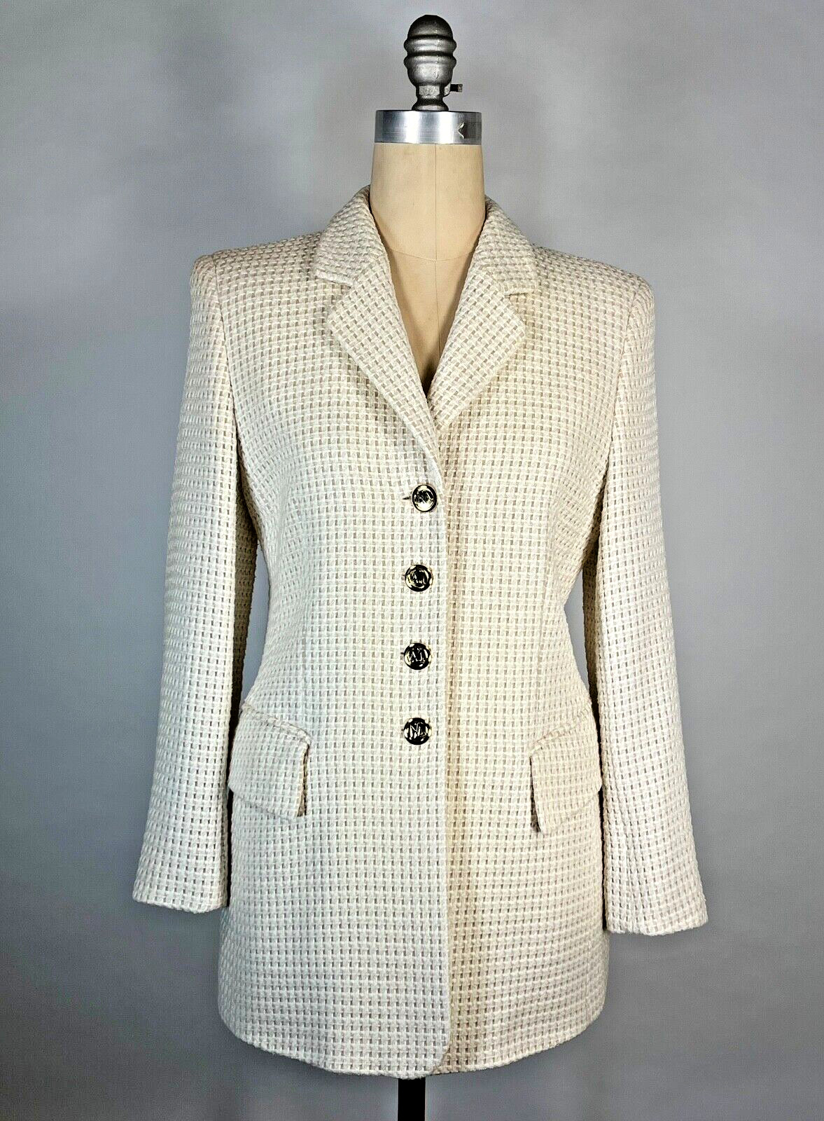 Vintage late 1980’s-90’s Cream color wool blend blazer jacket by ESCADA sz 36