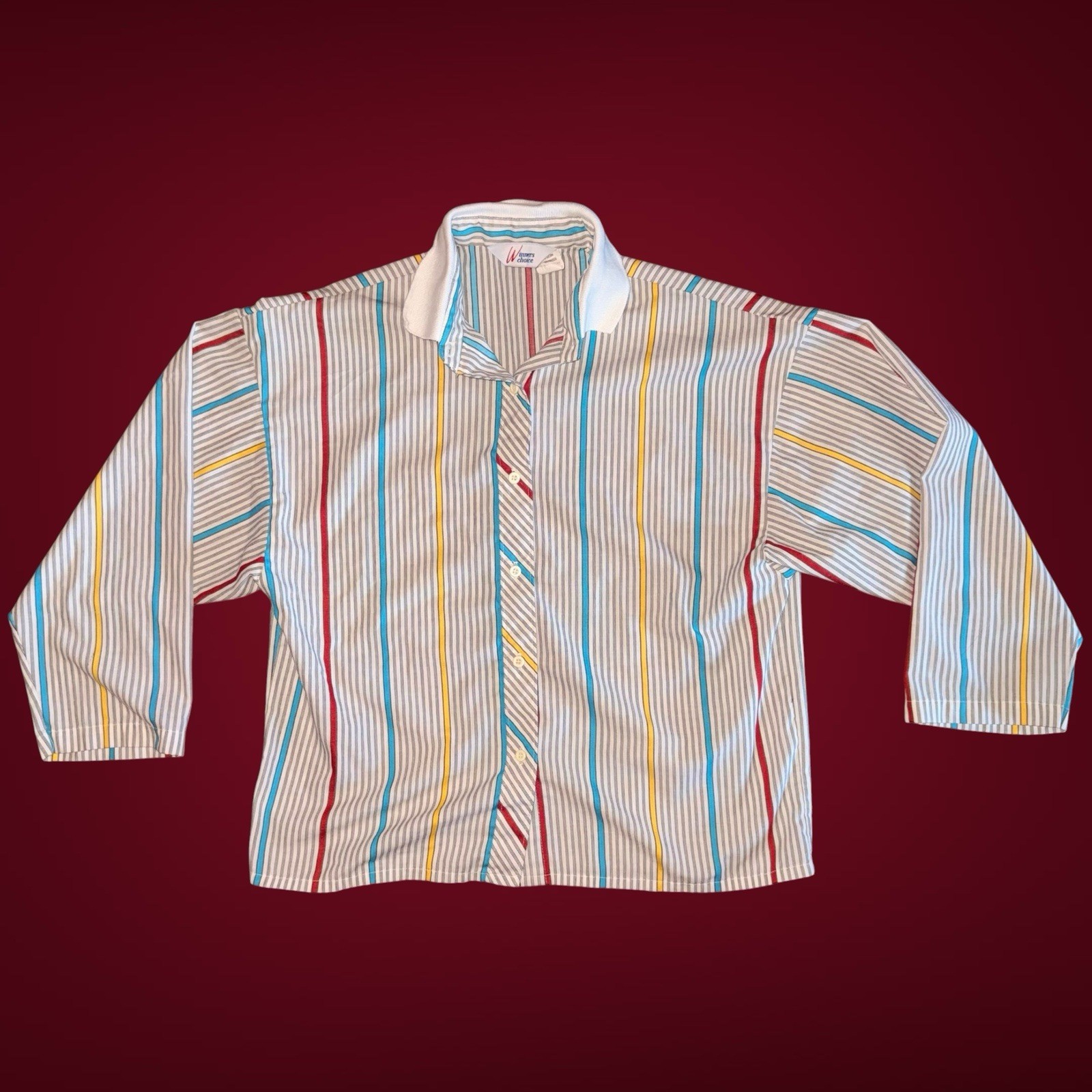 Vintage 1980s Winners Choice Striped Button-Up Sportswear Shirt Size Women’s 12