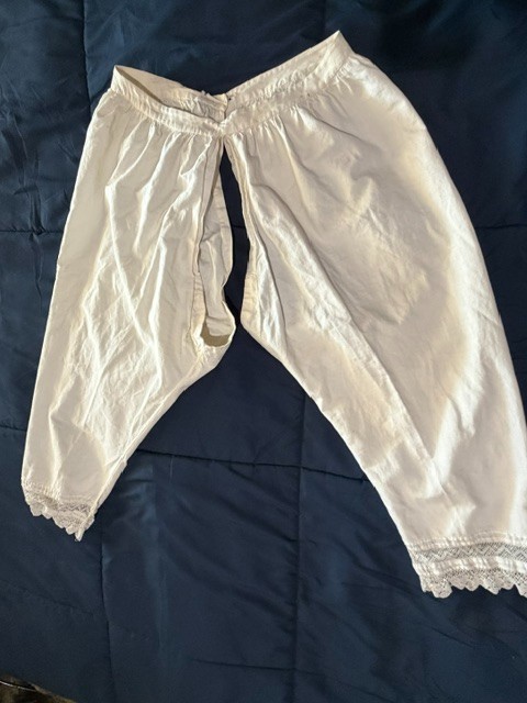 VTG Edwardian bloomers split drawers cotton long legs waist 25-26″ Unique