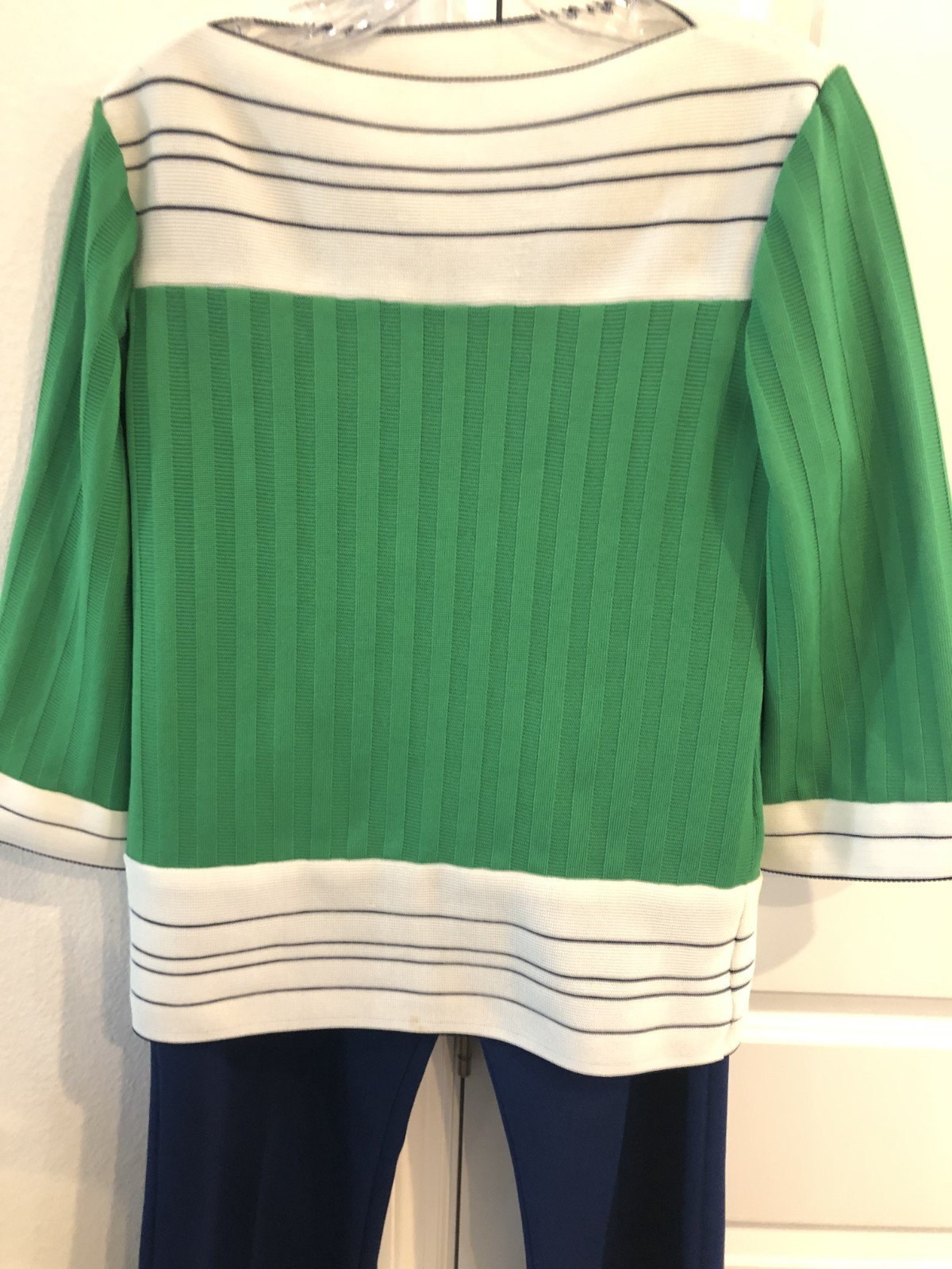 VERY COOL WOMENS VINTAGE BODIN KNITS OUTFIT 1960’S HIPPIE GREEN BLUE SIZE 14 WOW