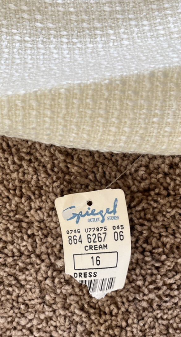 Vintage NWT White Textured JRT Sleeveless Lined Dress-Size 16