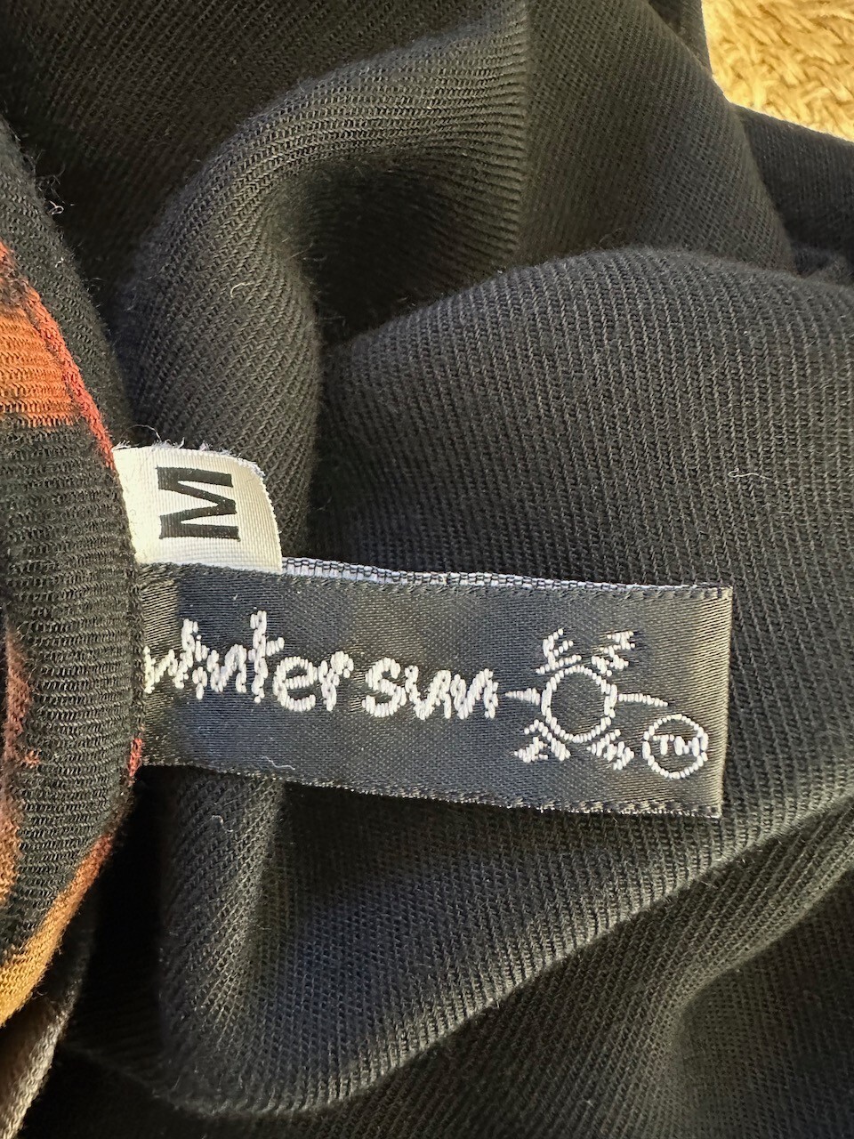 Vintage WINTER SUN Artsy Boho Leaf Print Wearable Art Top M