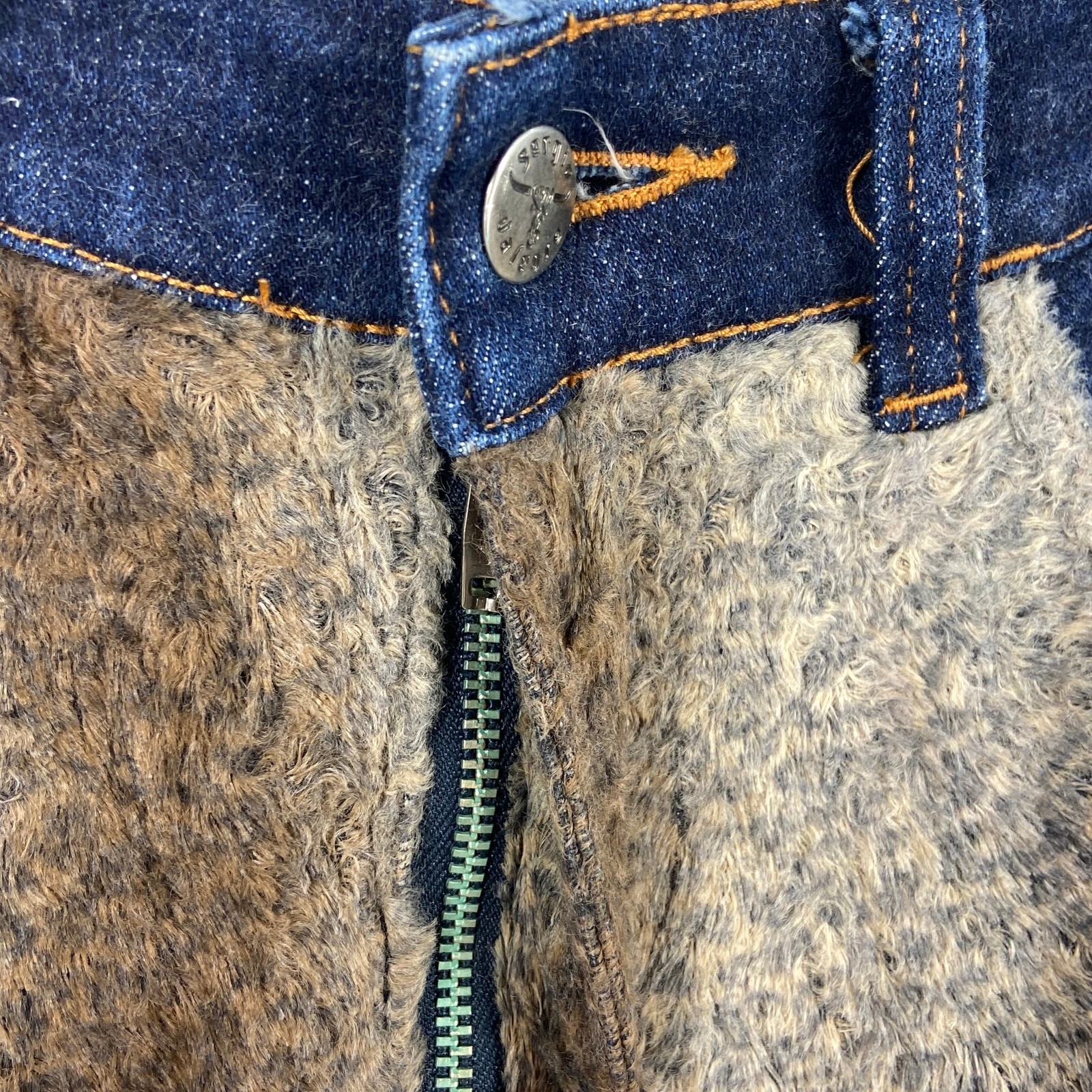 VTG 80s 90s Sergio Valente Leopard Print Fur Jeans Dual Tone 5 Pocket Womens 26
