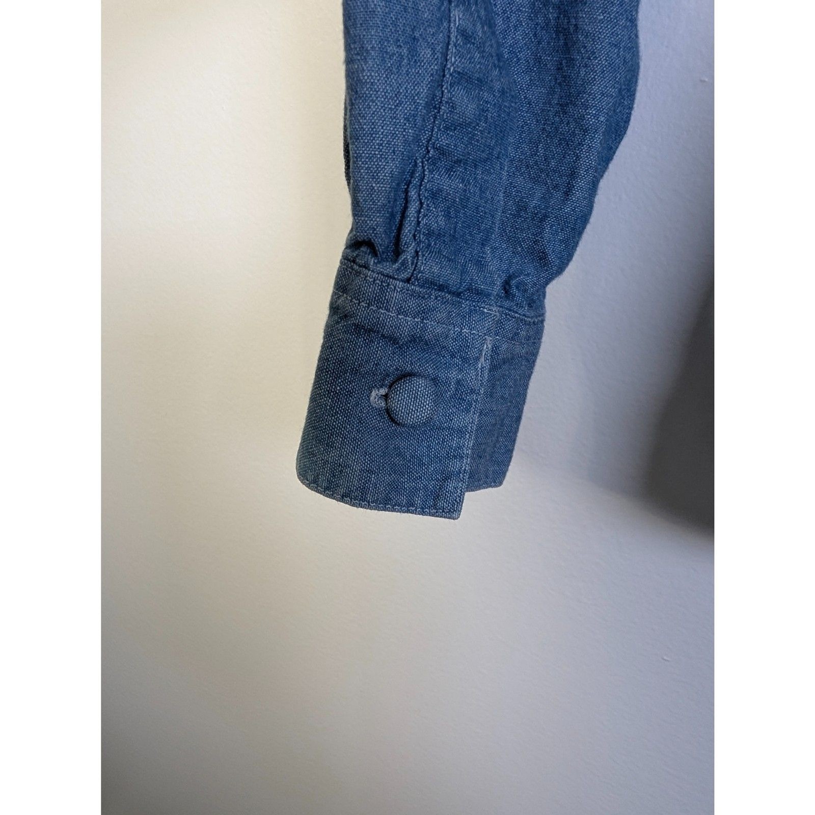 Vintage BellePointe Chambray Shirt Patriotic Star Buttons Americana Cottagecore