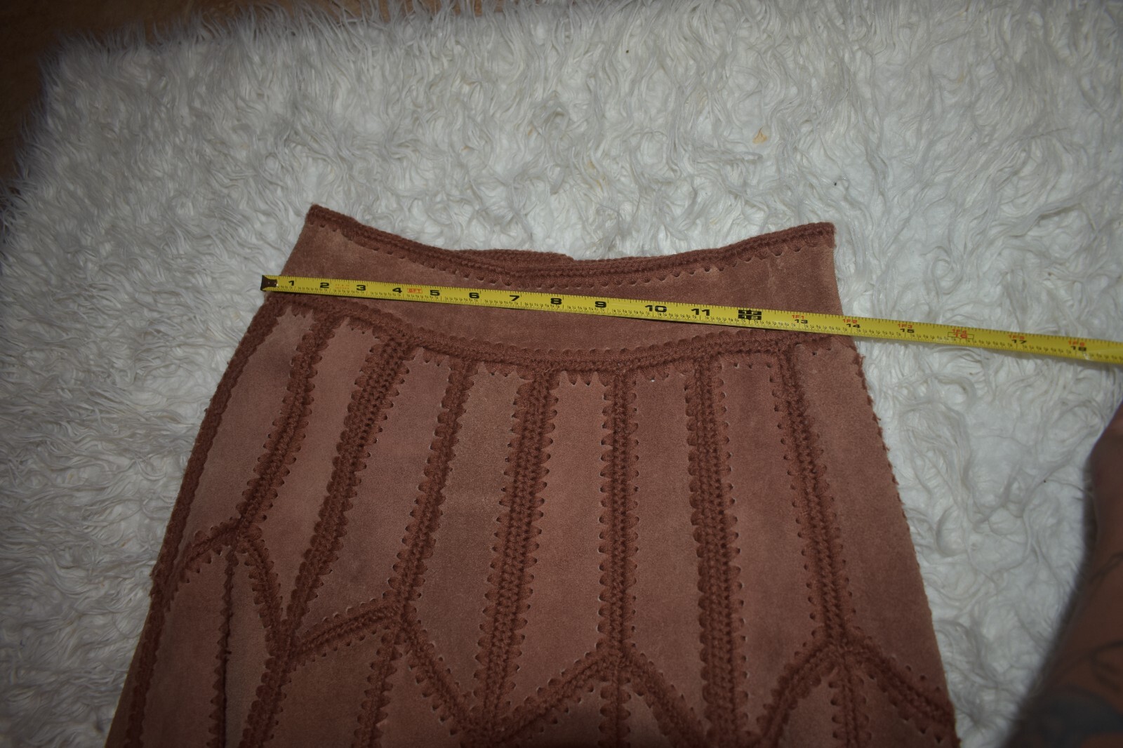 Vintage Modern Junior 1970’s Leather/Suede and Crochet Vest and skirt set Size