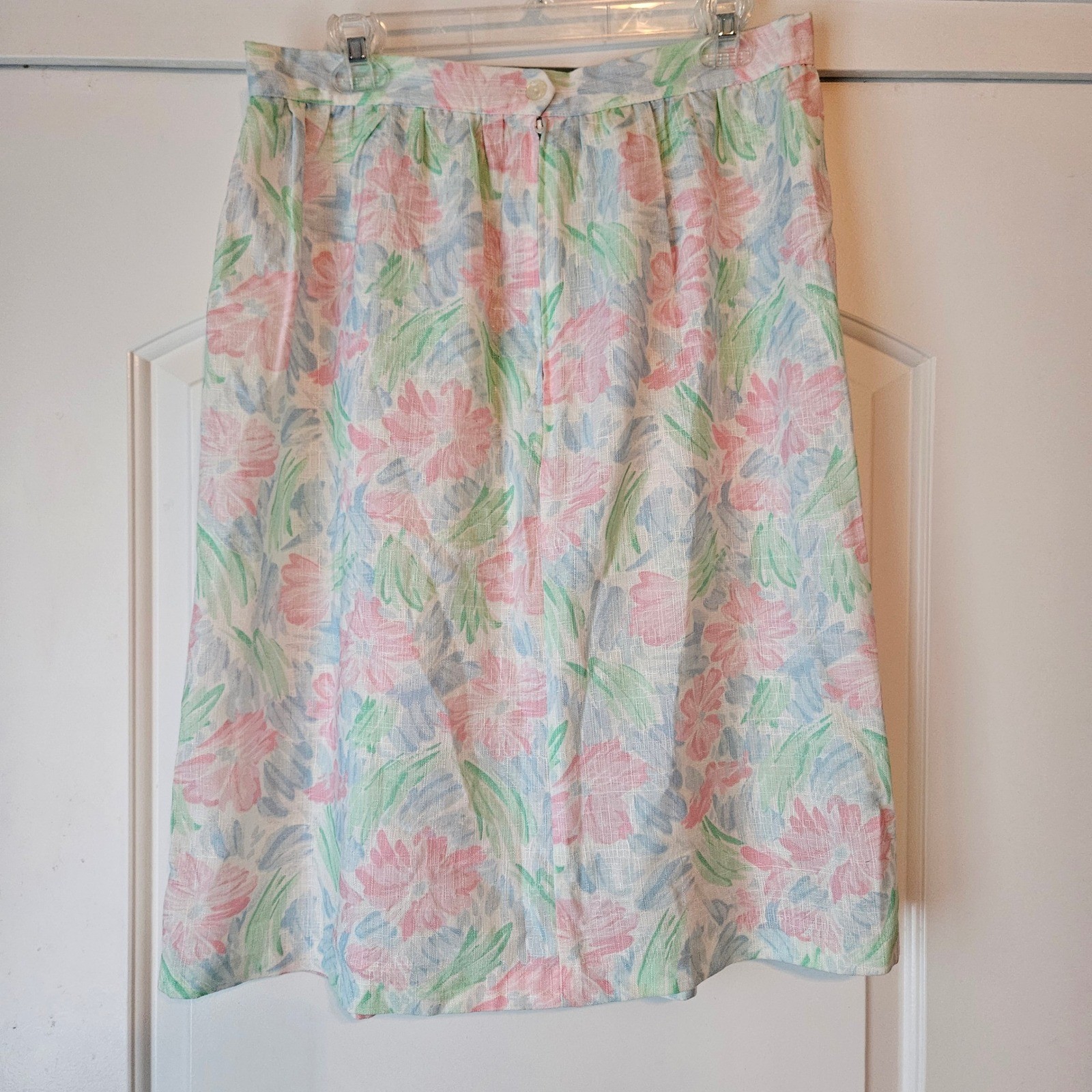 Vintage Toby Bentley Midi Skirt Size 17/18 Pastel Floral Pleated Easter Spring