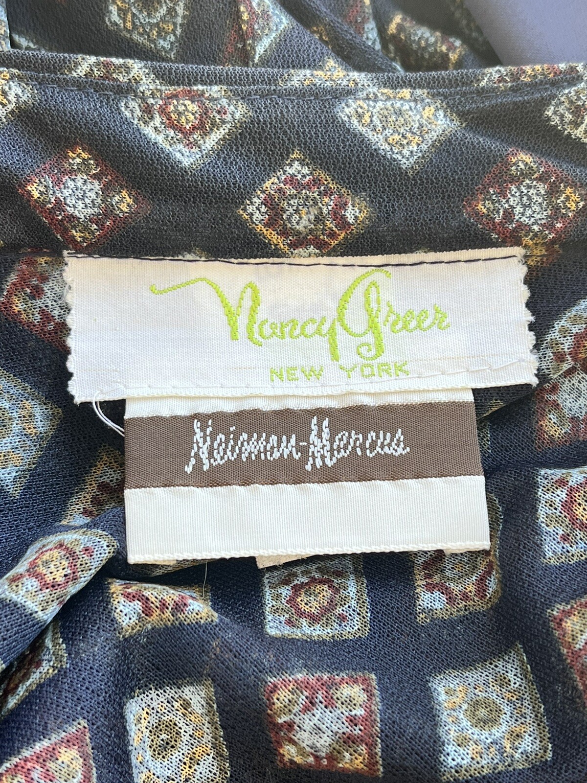Neiman Marcus Nancy Greer NY size 12 Belted Dress Office Teacher Vintage 70s