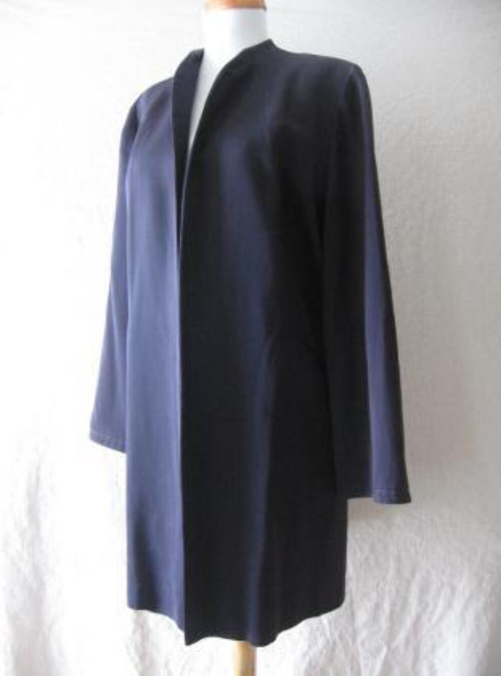 Women’s 40s Vintage Swing Coat Jacket Clutch Navy Blue Red Lining WW2