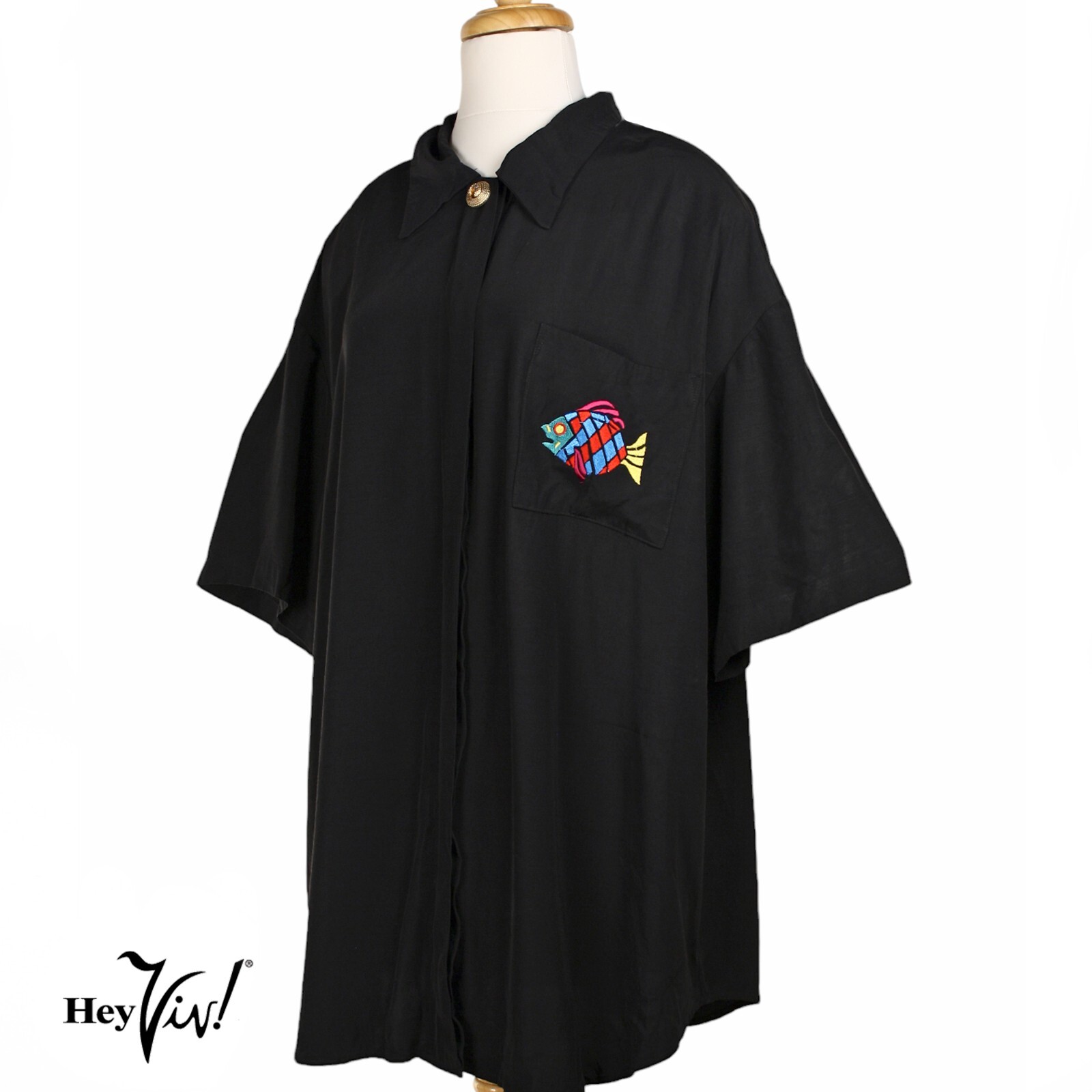 Vintage Pride & Joys Shirt Black Rayon Embroidery Plus Size 24 B54 W54 – Hey Viv