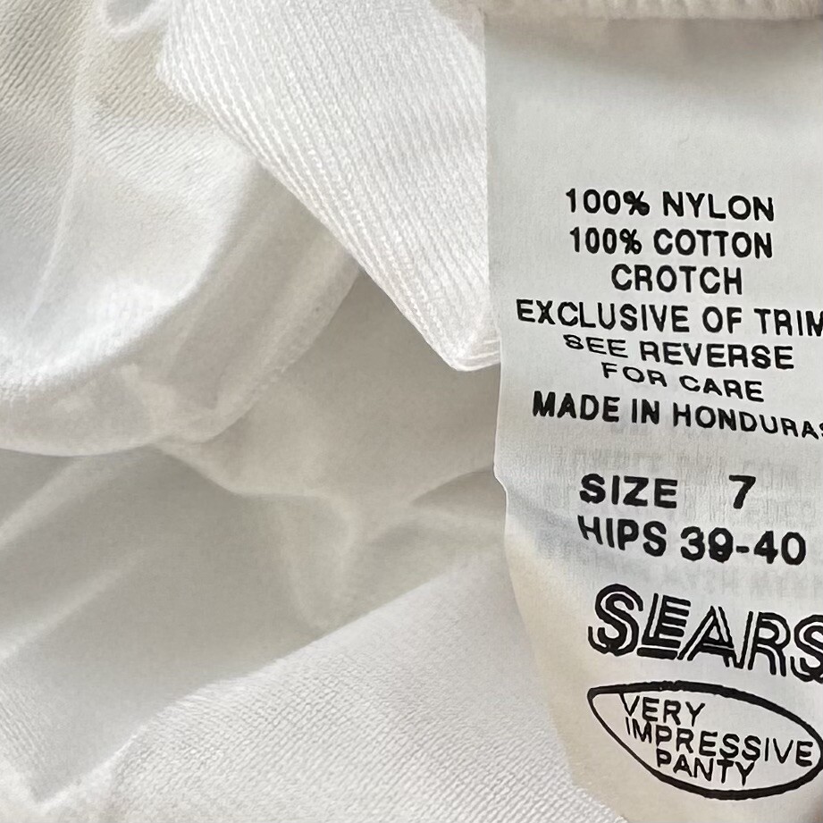 Vtg Sears Very Impressive Panty White Nylon Shiny Sissy Granny Panty 7 L 39-40