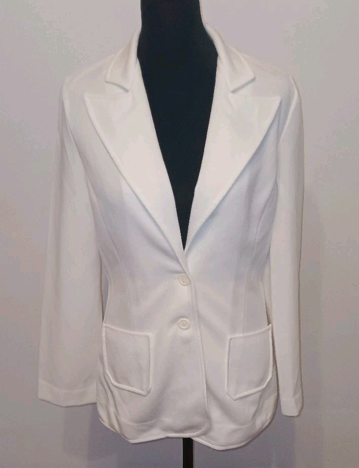 VTG Equestrian Cut White Blazer Kingsley Riding Jacket Disco Club Coat 12 1970s