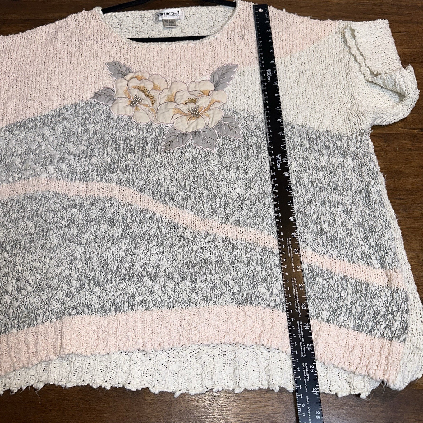 VTG Partners by Mervyn’s Floral Knit Cottagcore Boucle Sweater Plus Size 2X