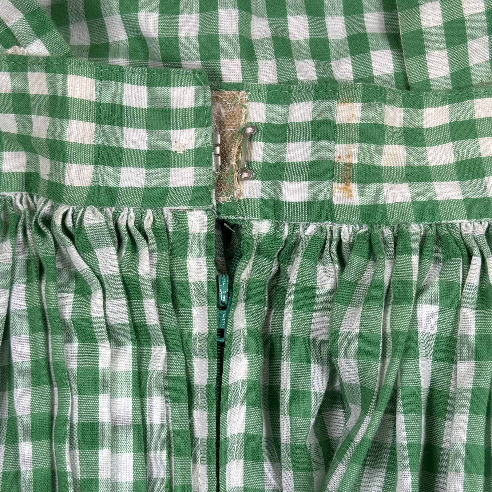 Handmade VTG Green White Gingham Pinafore Dress Womens Small Cottage Core Dance
