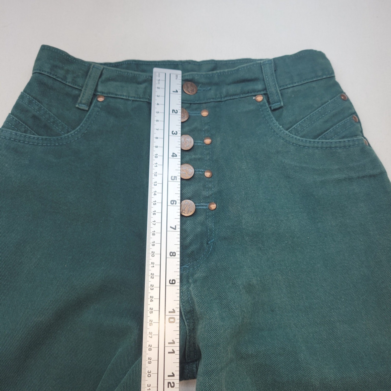 Roper Western Straight Jeans Women 5/6 Green VTG High Rise Button Fly Made USA