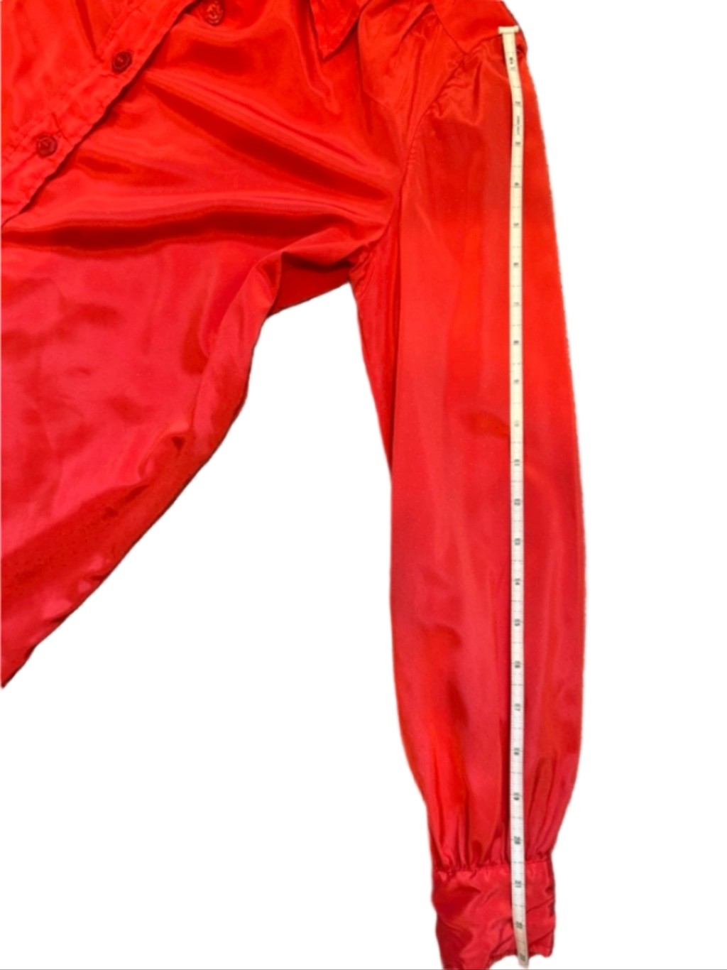 Vintage Unbranded Taffeta like Red Blouse with waist Sash
