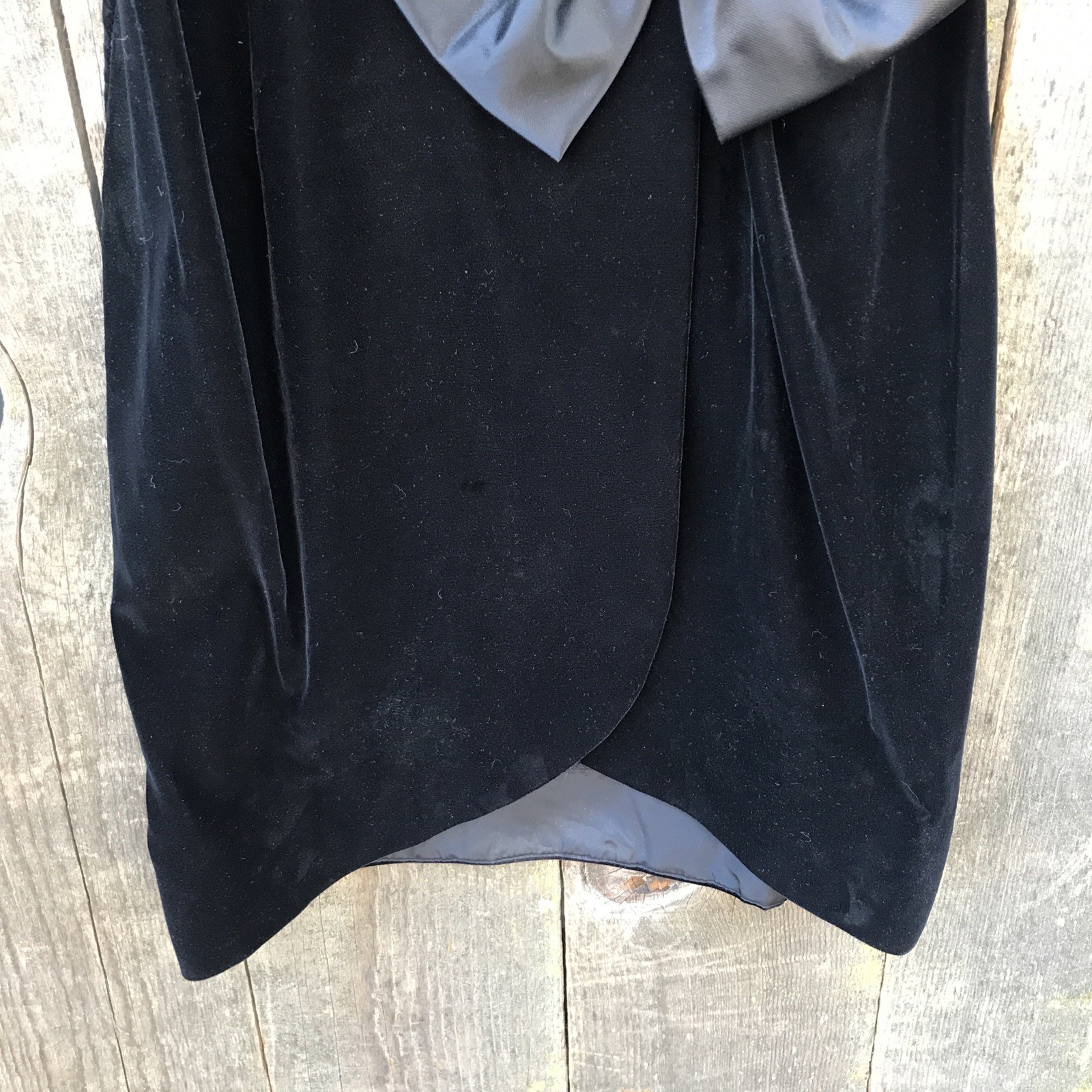 VTG 80s-90s Cachet by Bari Protas Black Velvet Puff Sleeve Bow Party Dress 7/8